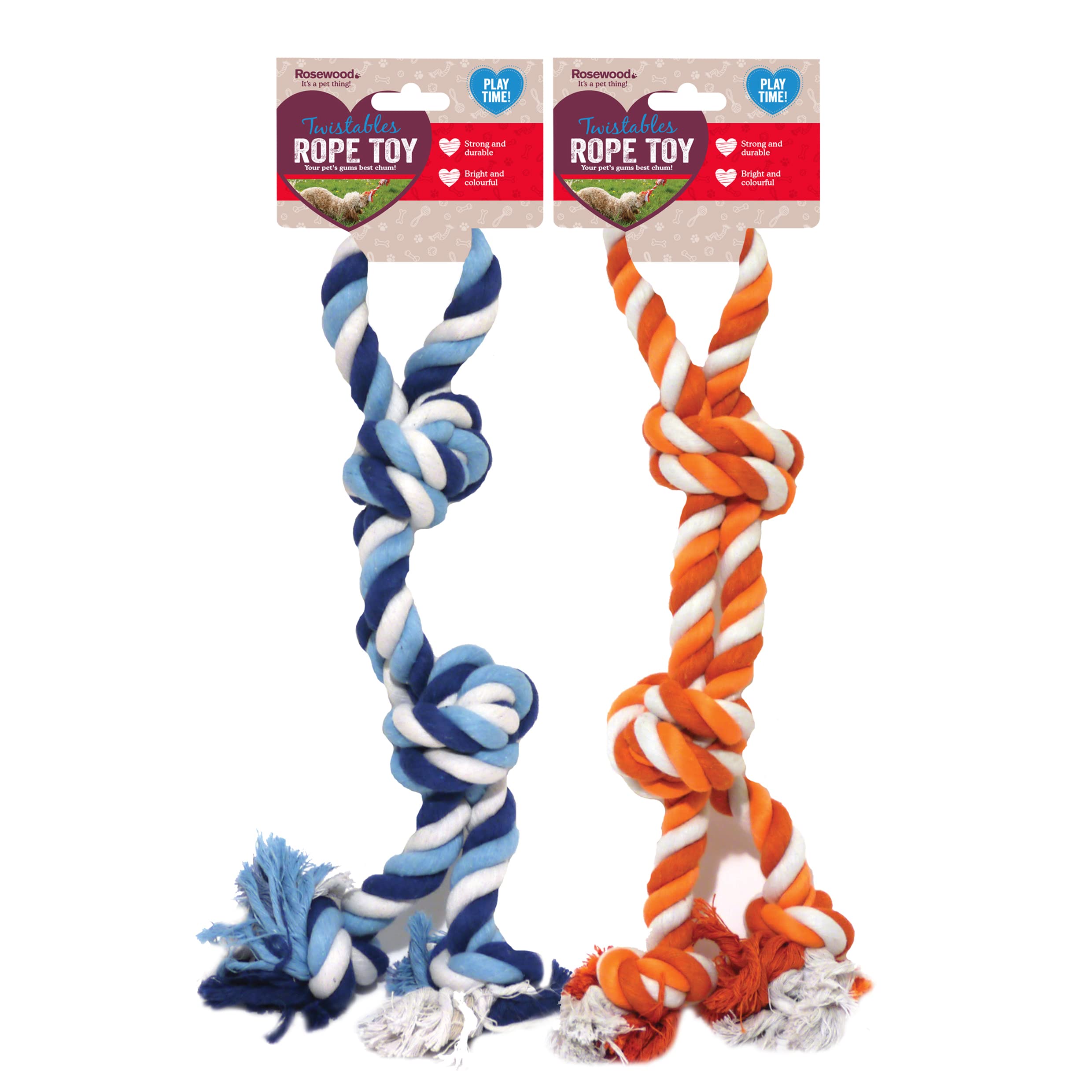 Rosewood Twistable Double Tug Dog Toy - Durable Chew & Tug Toy for Dogs