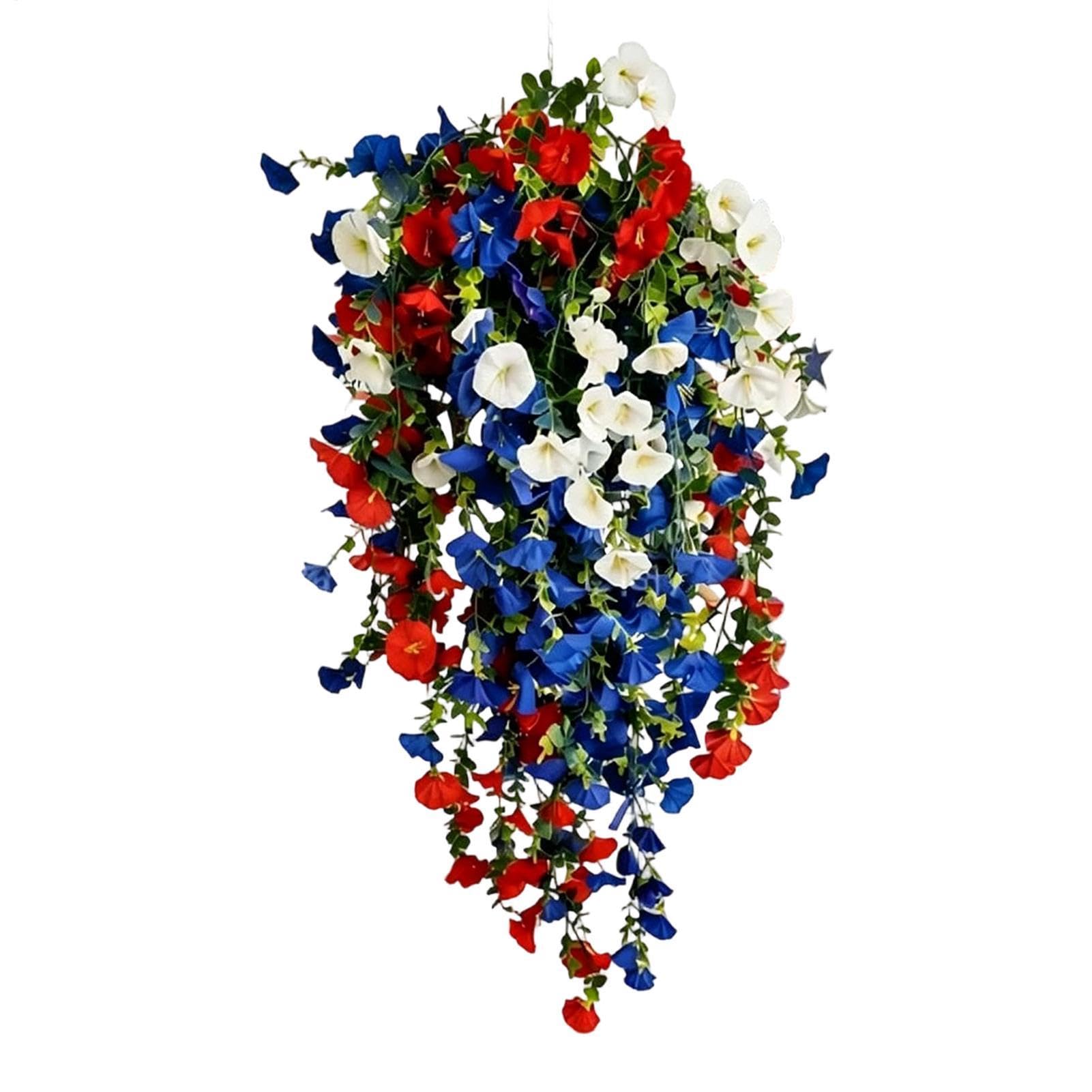 Fleurs artificielles rouges blanches bleues éclatantes pour célébrer l'été au jardin