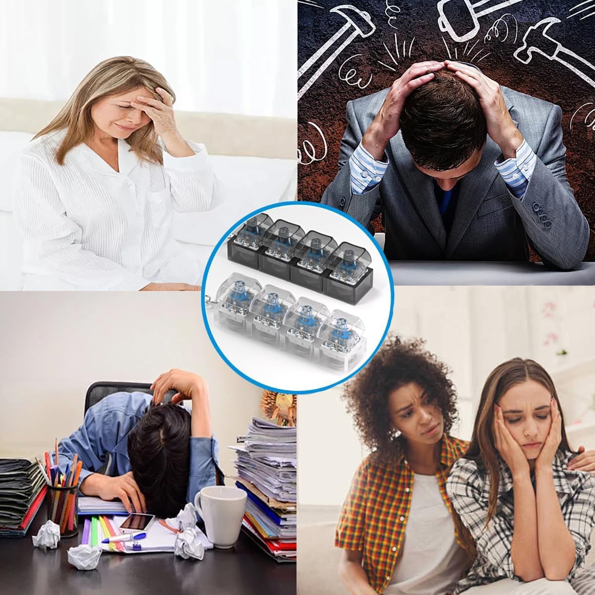 2 Pcs Keyboard Fidget Toy for Adults Fidget Keyboard Clicker Toys with LED Lights Keychain Stress Relief for Anxiety Decompression (Black and White)