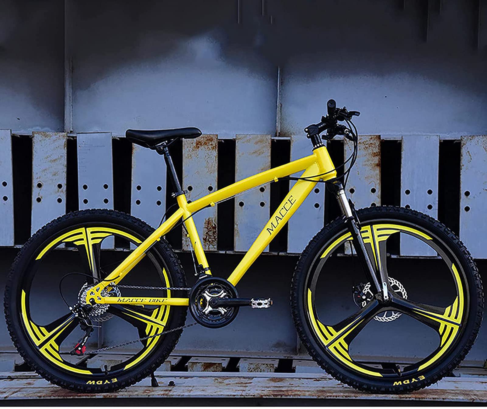 26 Zoll Mountainbike, 21/24/27/30 Geschwindigkeit MTB Fahrradrahmen Federgabel für Home Urban City Fahrrad,Gelb,21 speed Sport & Freizeit
