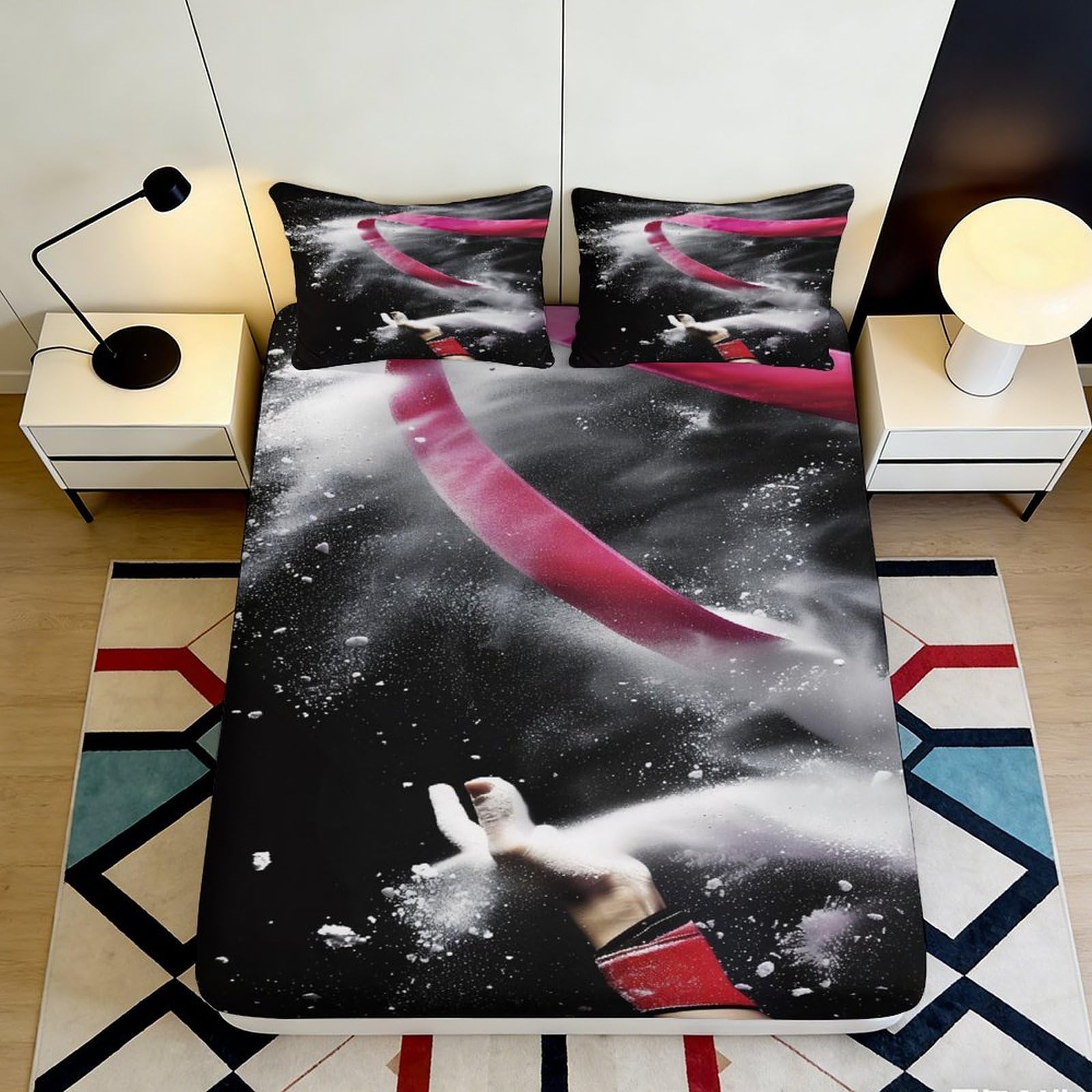 Jqzkxnhpbr Style-4 3D Printed Abstract Brushstroke Fitted Sheet Microfiber Modern Splash Mattress Cover For Bedroom Dorm Easy Care Decor 90X200x25cm