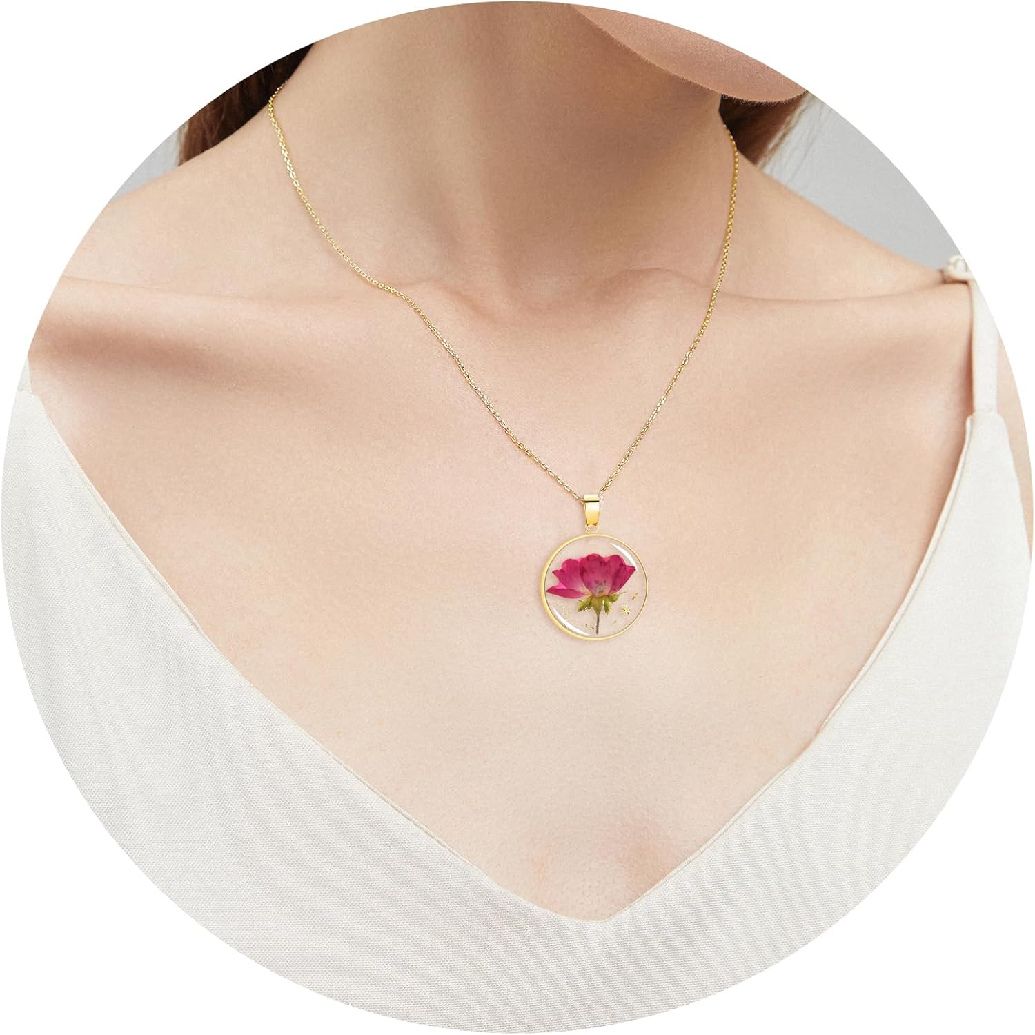 Pressed Flower Necklace Gift for Women | Personalized Handmade Necklaces | Birth Flower Necklace - Image 4