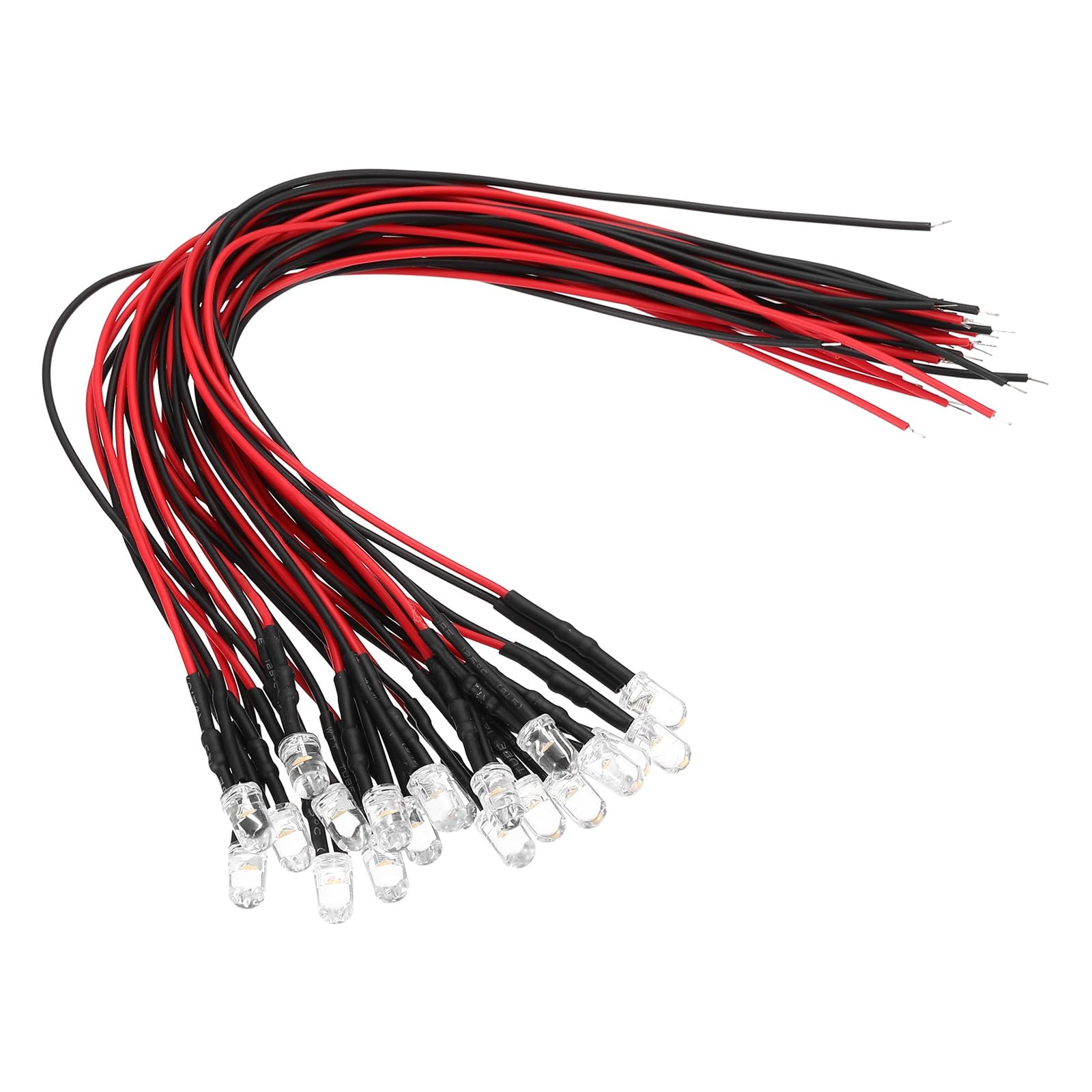 VIAPUICE 24V LED Light Diodes 8"- 20 Pcs Emitting Diode Lights DIP 5mm Prewired Pre-soldered LED Kit with Wire for RC Home, Science Experiment & DIY Lighting Projects, Warm White