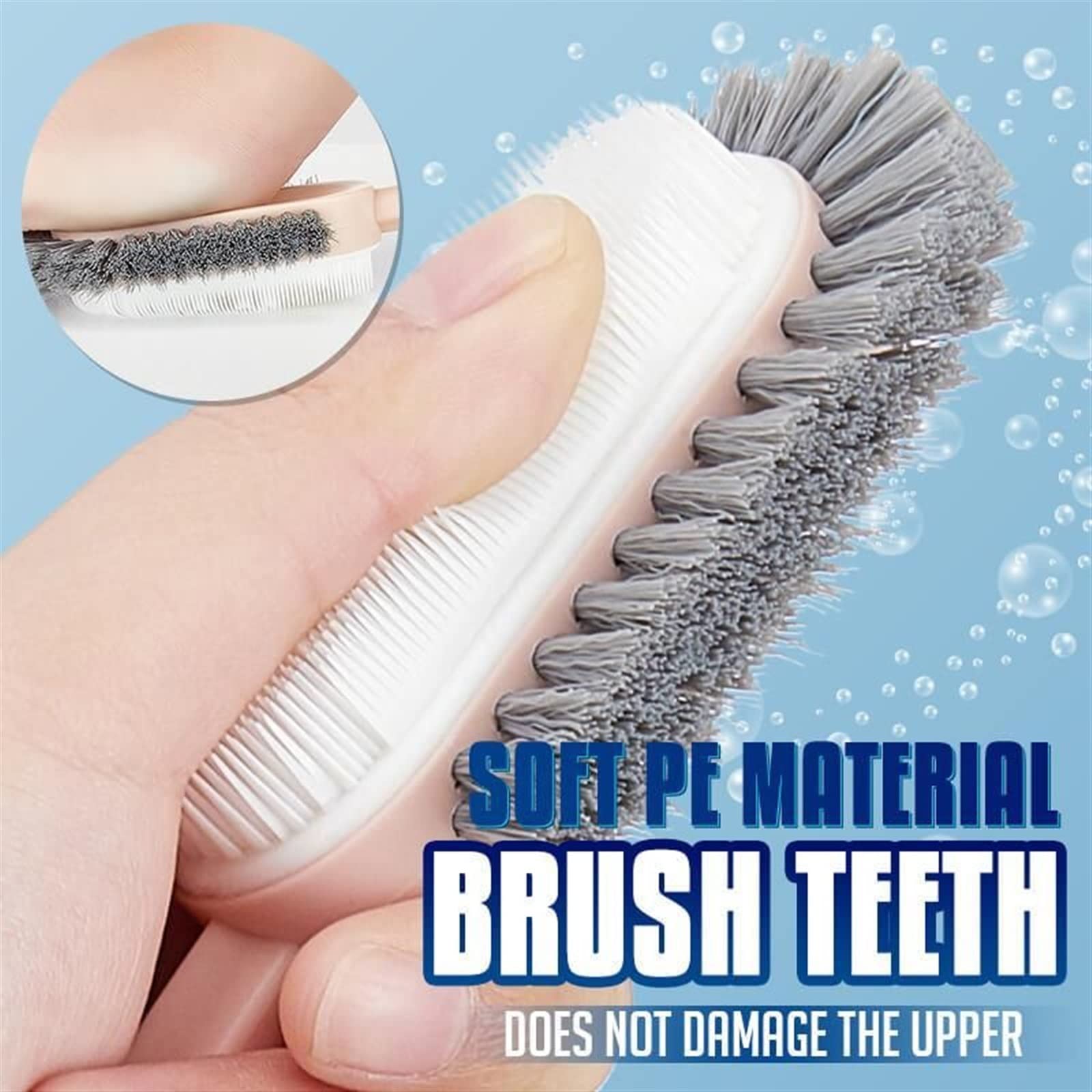 Spazzole per Scarpe, Spazzola per la Pulizia a 3 Lati Multifunzionale 28,3 cm Detergente per spazzole per Scarpe a Manico Lungo Ciabatte per Scarpe Bianche (Bianco)