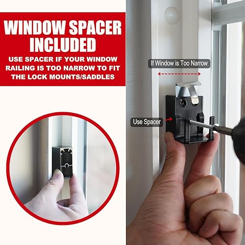Miniatura 7 de SecurityMan Barra de seguridad para ventana, fácil de instalar para ventanas horizontalesverticales, barra de bloqueo de ventana ajustable (a prueba