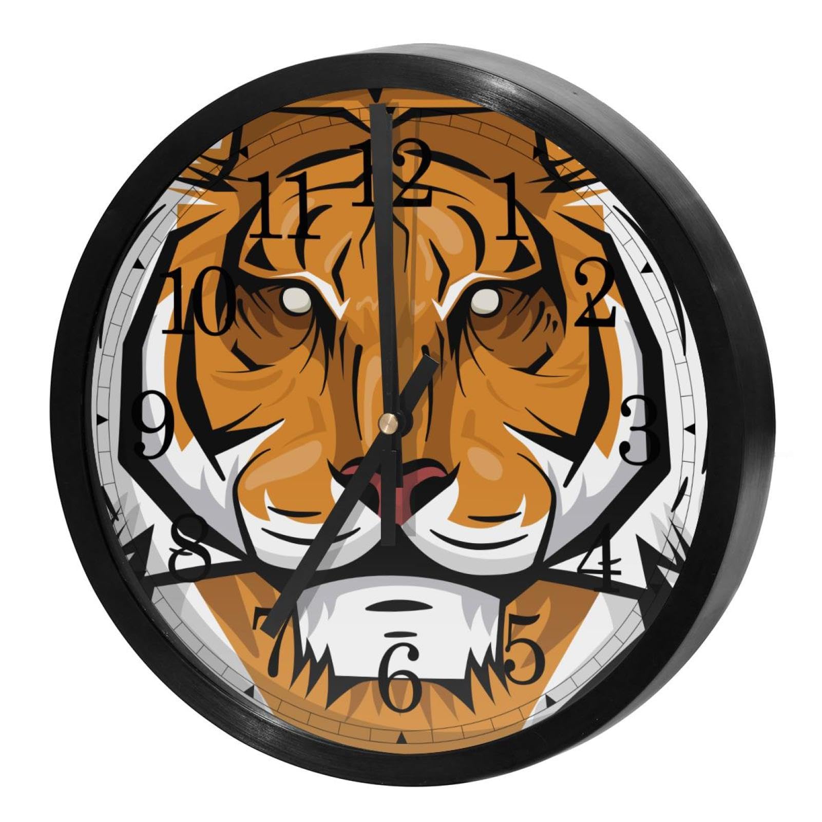 Horloge murale ronde pour cuisine et école au motif de tigre