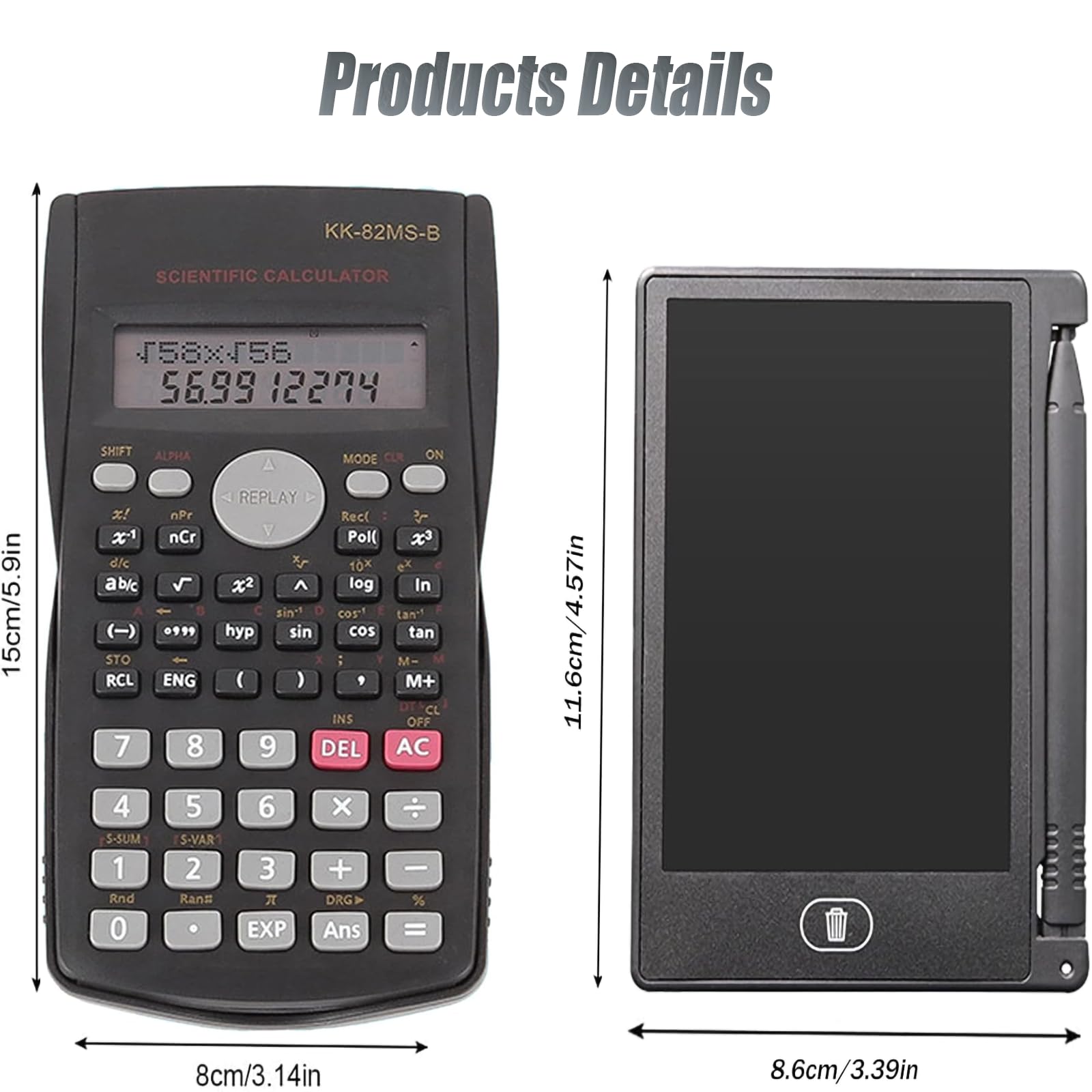 KK-82MS-B/KK-82MS-D Portable Engineering Scientific Calculator with 4.4 Inch LCD Erasable Writing Tablet - Image 2