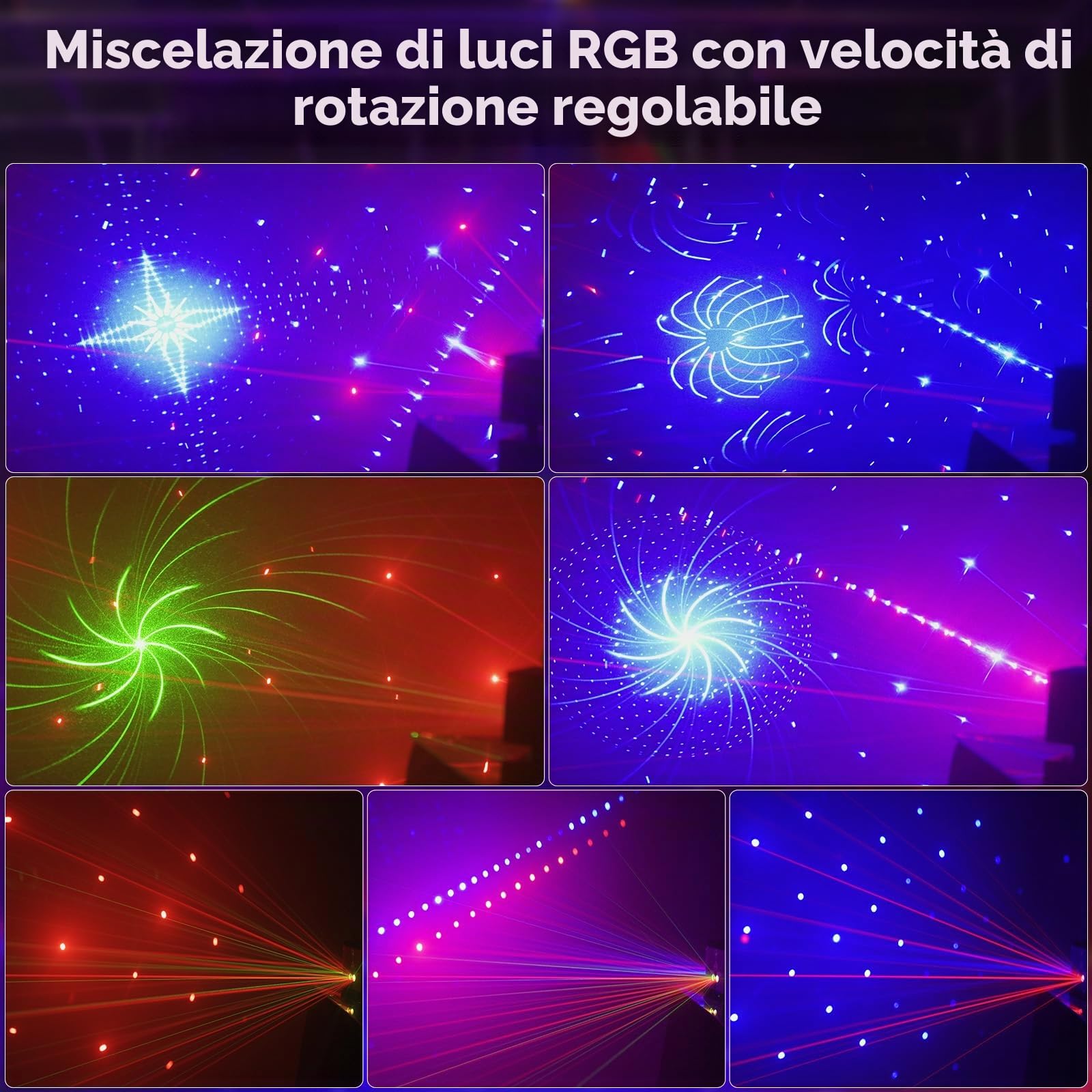 Luce da discoteca, lente DMX 9 LED RGB luce da festa proiettore Dj effetto luce stroboscopica con attivazione del suono per feste in casa karaoke bar di nozze di compleanno