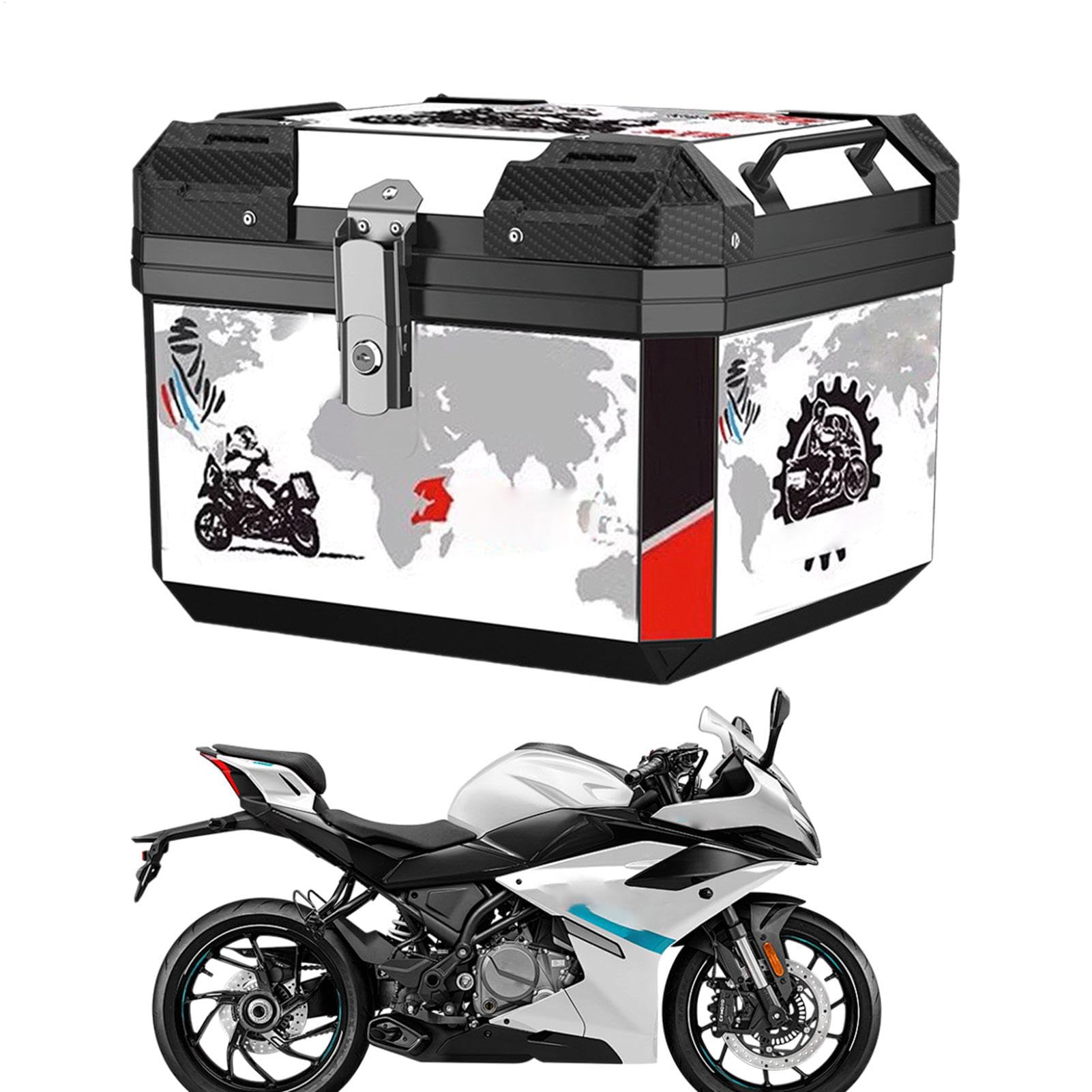 Caja Trasera Impermeable de 45 L para Casco y Equipaje de Moto 8
