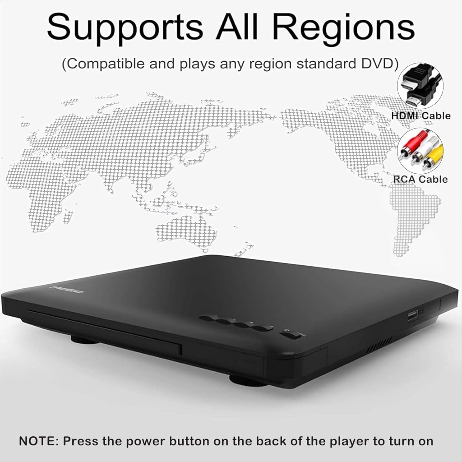 Lecteur DVD pour Télévision avec Sortie HDMI RCA, 1080P Full HD | Lire DVD/CD Toutes Régions, USB, Lecture Mémorisée, Copie CD, PAL/NTSC System