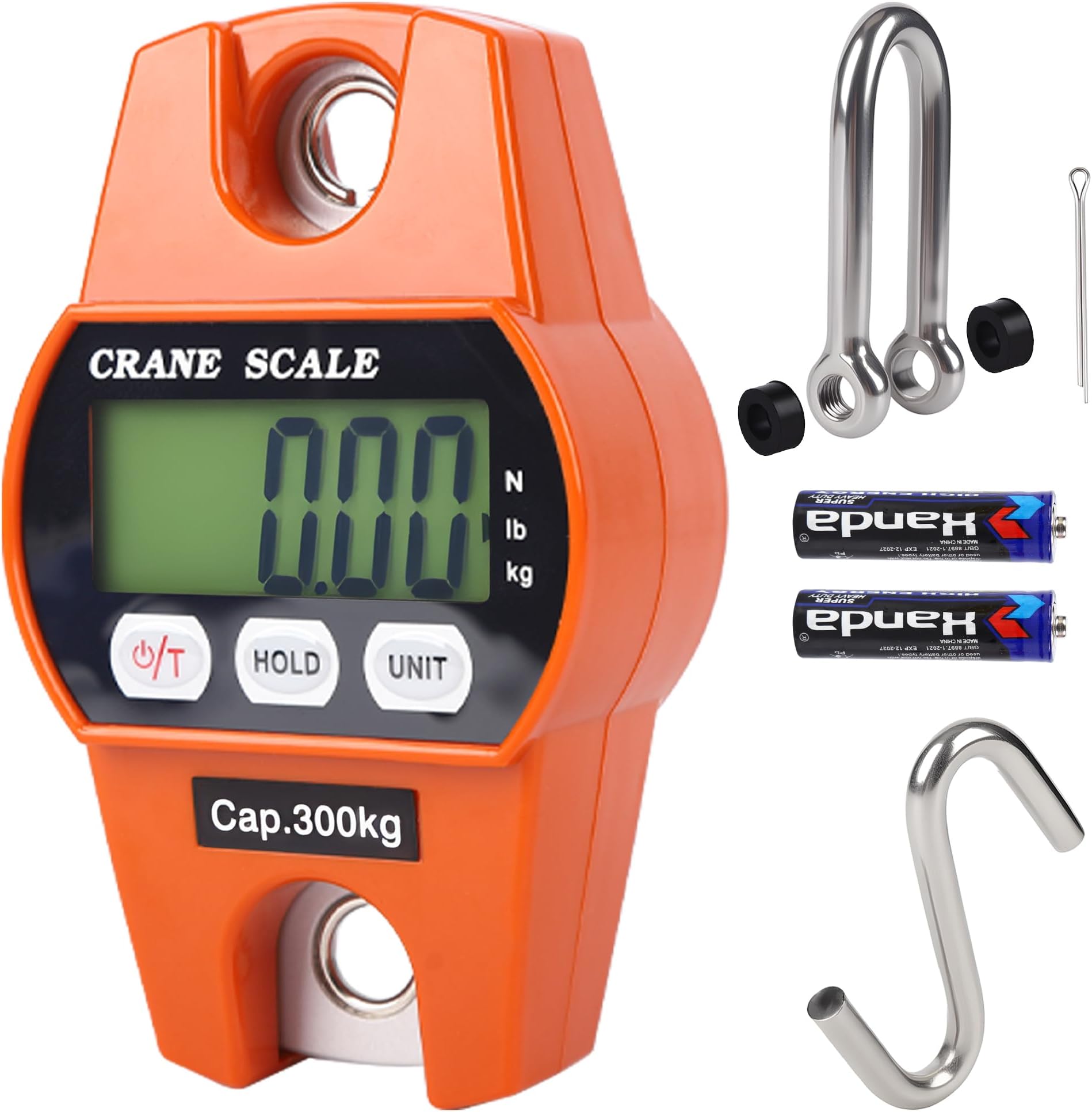 Mini Digital Crane Scale 300kg/600lbs with LED(Plastic Shell,Orange)