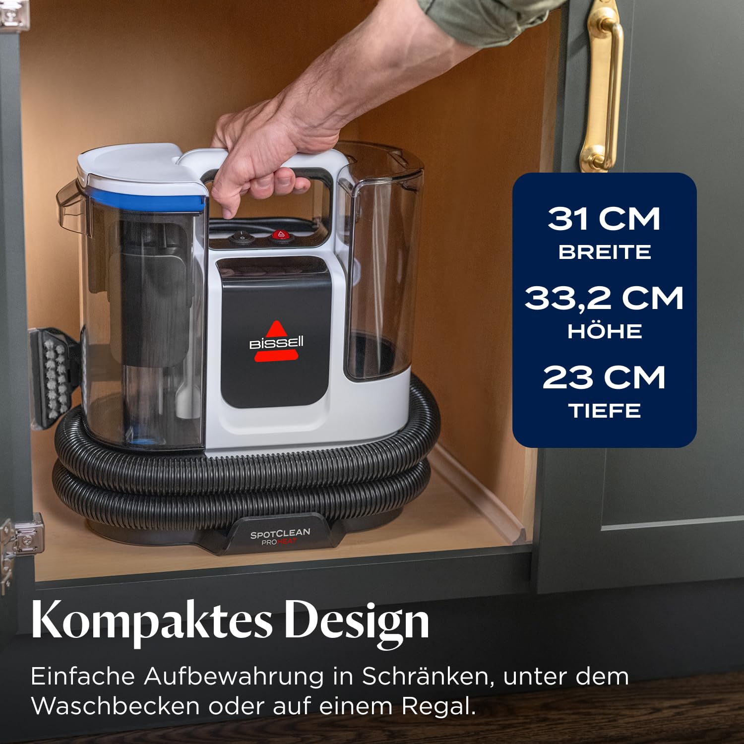 BISSELL SpotClean ProHeat Advanced Teppichreiniger und Polsterreiniger Gerät, Nasssauger und Waschsauger, 1125W Motor, kompakte Multiflächenreinigung, leistungsstark gegen Flecken, mit Kabel, 3924N