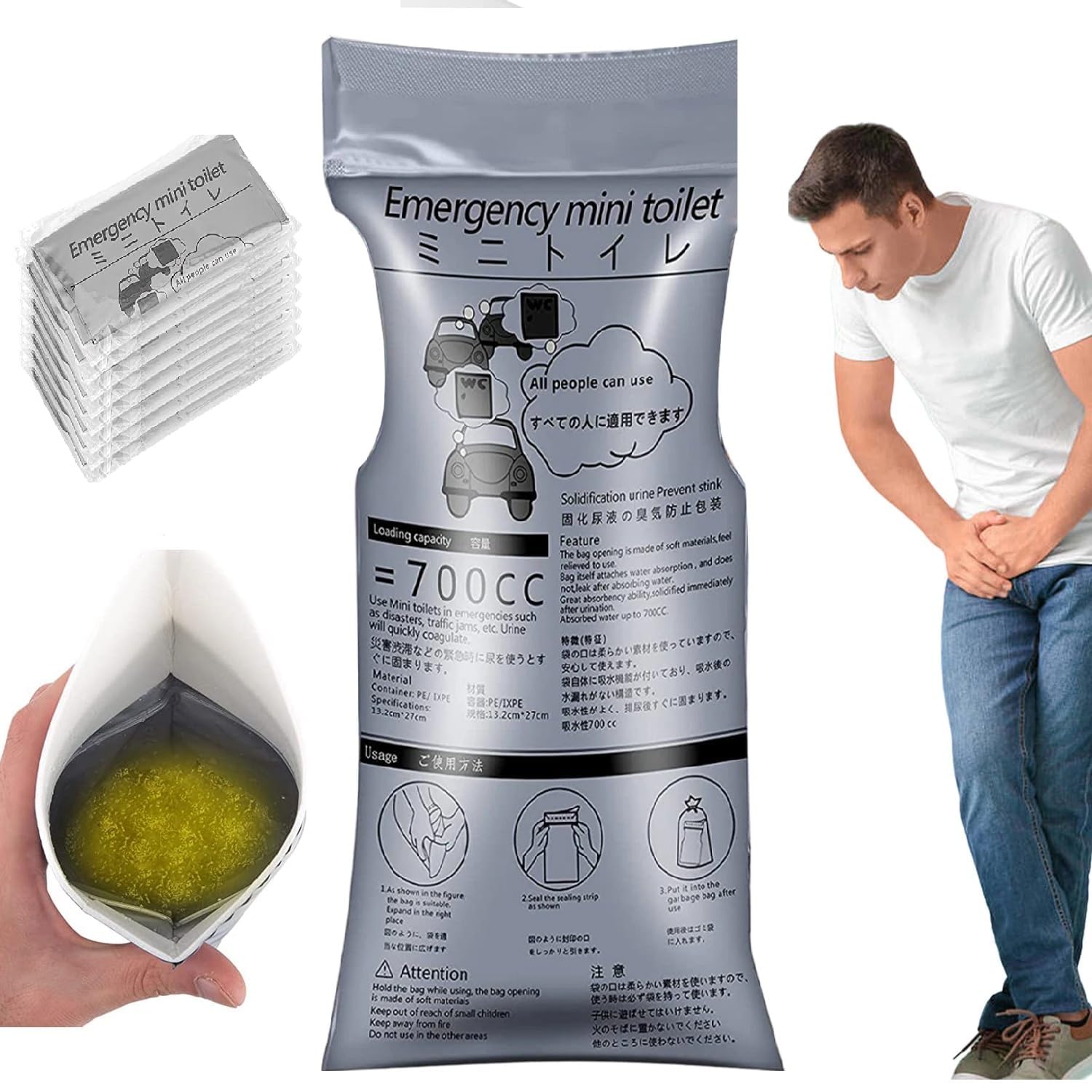 700ML Disposable Urine & Vomit Bag – Portable Emergency Toilet Pee Bag with Solidifying Gel – Leakproof, Odorless, Unisex Travel Urinal for Adults, Kids & Elderly (2)-image-48