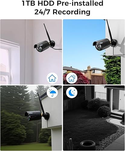 Miniatura 6 de Hiseeu [16 canales expandibles] Sistema de cámara de seguridad inalámbrica Pro 2.4G/5G, monitor LCD de 10.1" de 8MP, 4 cámaras