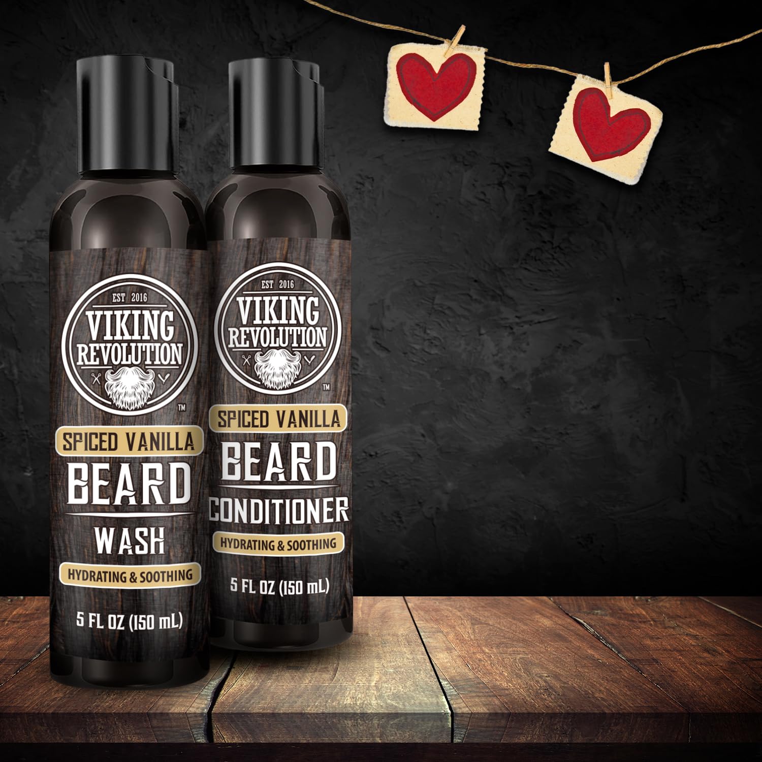 Viking Revolution Beard Wash and Beard Conditioner for Men with Argan Oil and Jojoba Oil - Beard Softener and Strengthener Beard Care Beard Shampoo and Conditioner with Beard Oil (5oz, Spiced Vanilla)