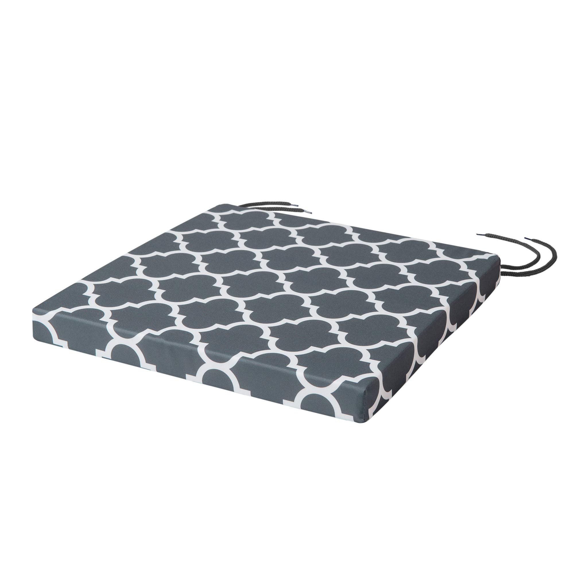 SOFTILLO Patio Chair Cushion with Seat Ties - Indoor and Outdoor Furniture Seating - Water-Resistant Polyester - Kitchen Dining, Lawn & Garden - 50x44x4cm - Marocco Graphite — image 1