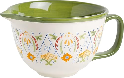 Laurie Gates by Gibson Tierra Mix and Match - Juego de utensilios para hornear pintados a mano, cuenco de masa (2 cuartos de galón), surtido