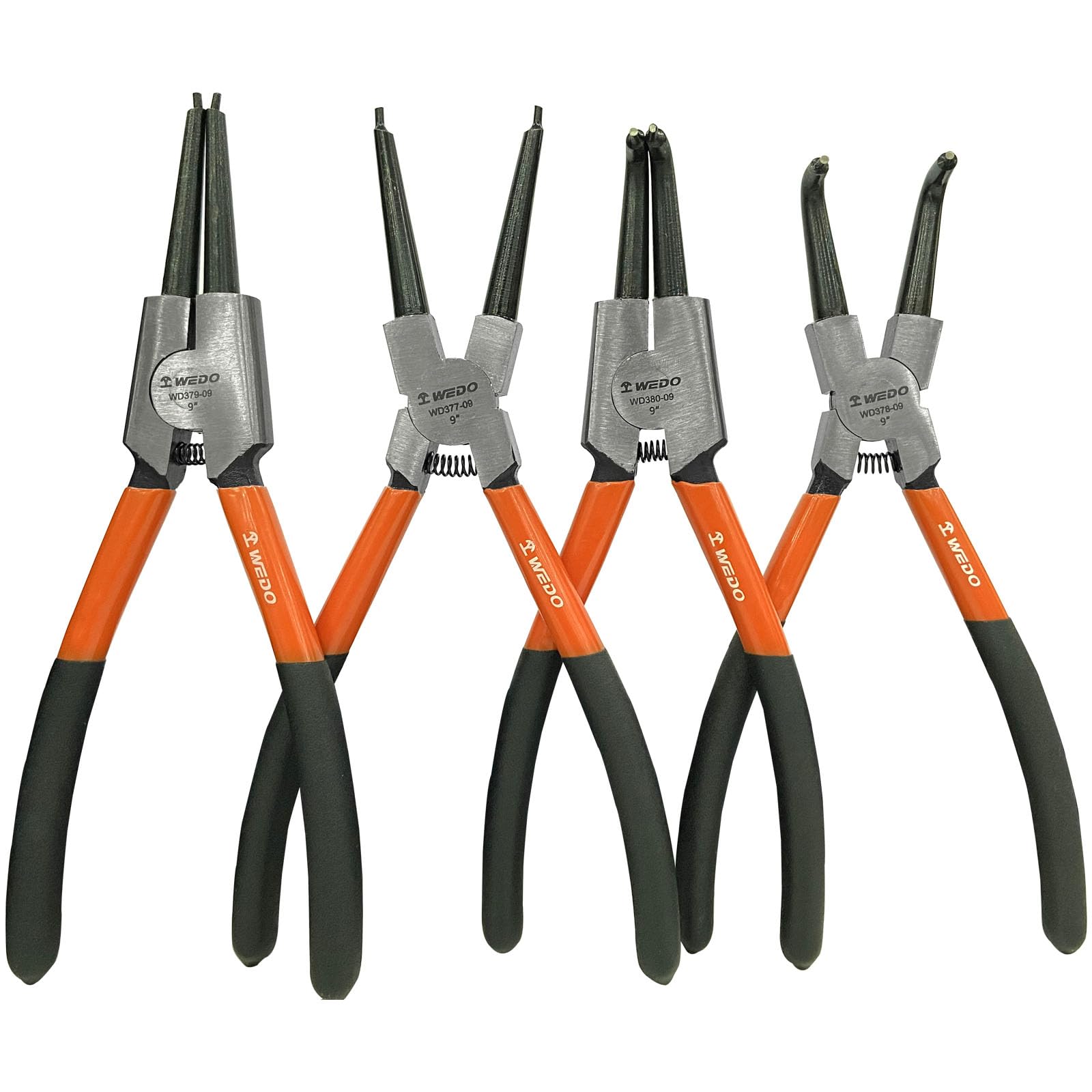 WEDO 4 Pezzi Pinze Per Anelli Di Sicurezza,Pinza ad anelli elastici per anelli elastici Interno - diritta,9" Pinza autobloccante,acciaio al vanadio cromo,Alta resistenza Pinza per anelli Seeger