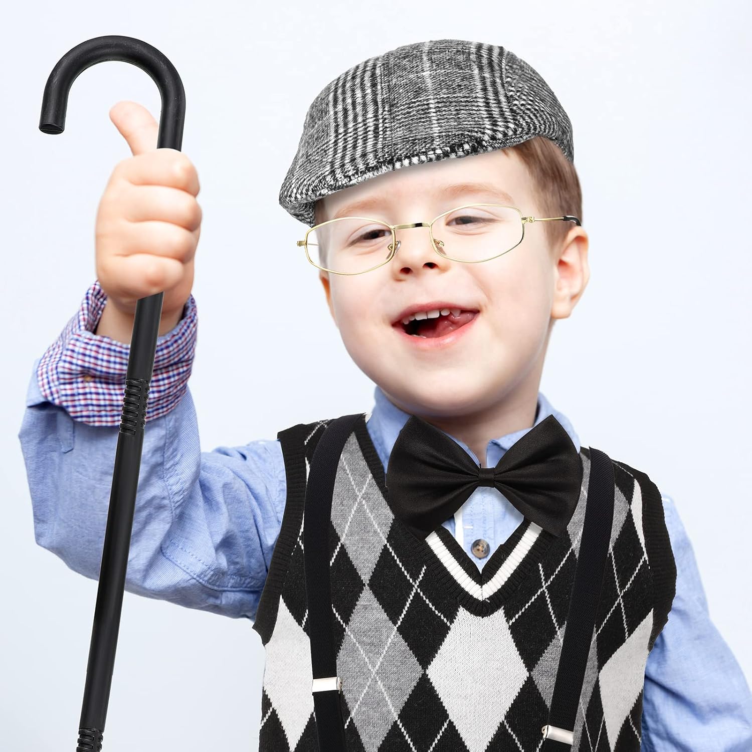 WILLBOND 9 Pieces 100 Days of School Costume for Boys, Old Man Costume for Kids Grandpa Cosplay - Image 8