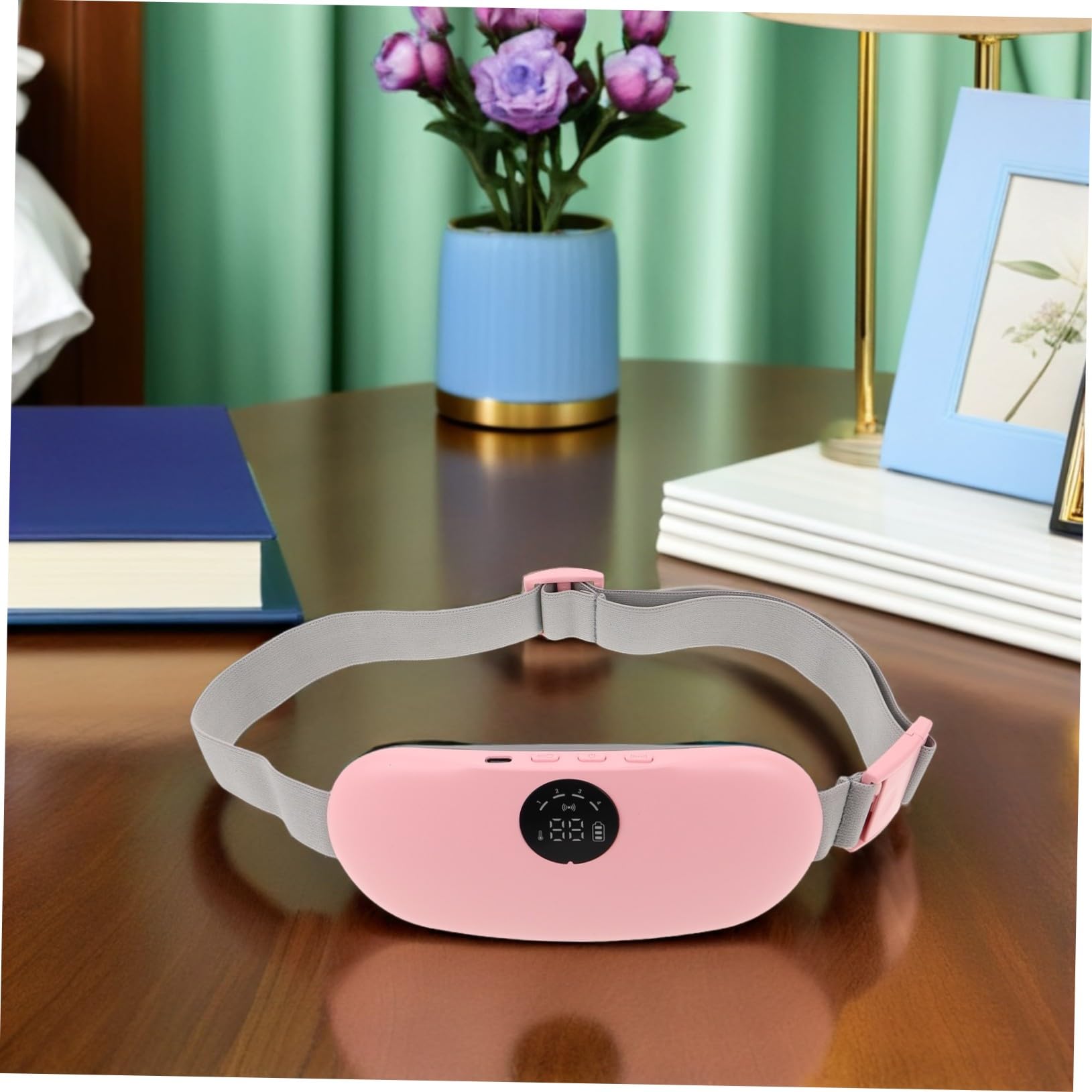 PACKOVE Masajeador De Cintura Eléctrico Recargable 1 Unidad Cinturón Térmico Para Cólicos Menstruales Tejido Ultrasuave Alivio Abdominal y Lumbar Para Menstruación Uso Doméstico y Portátil Mujeres
