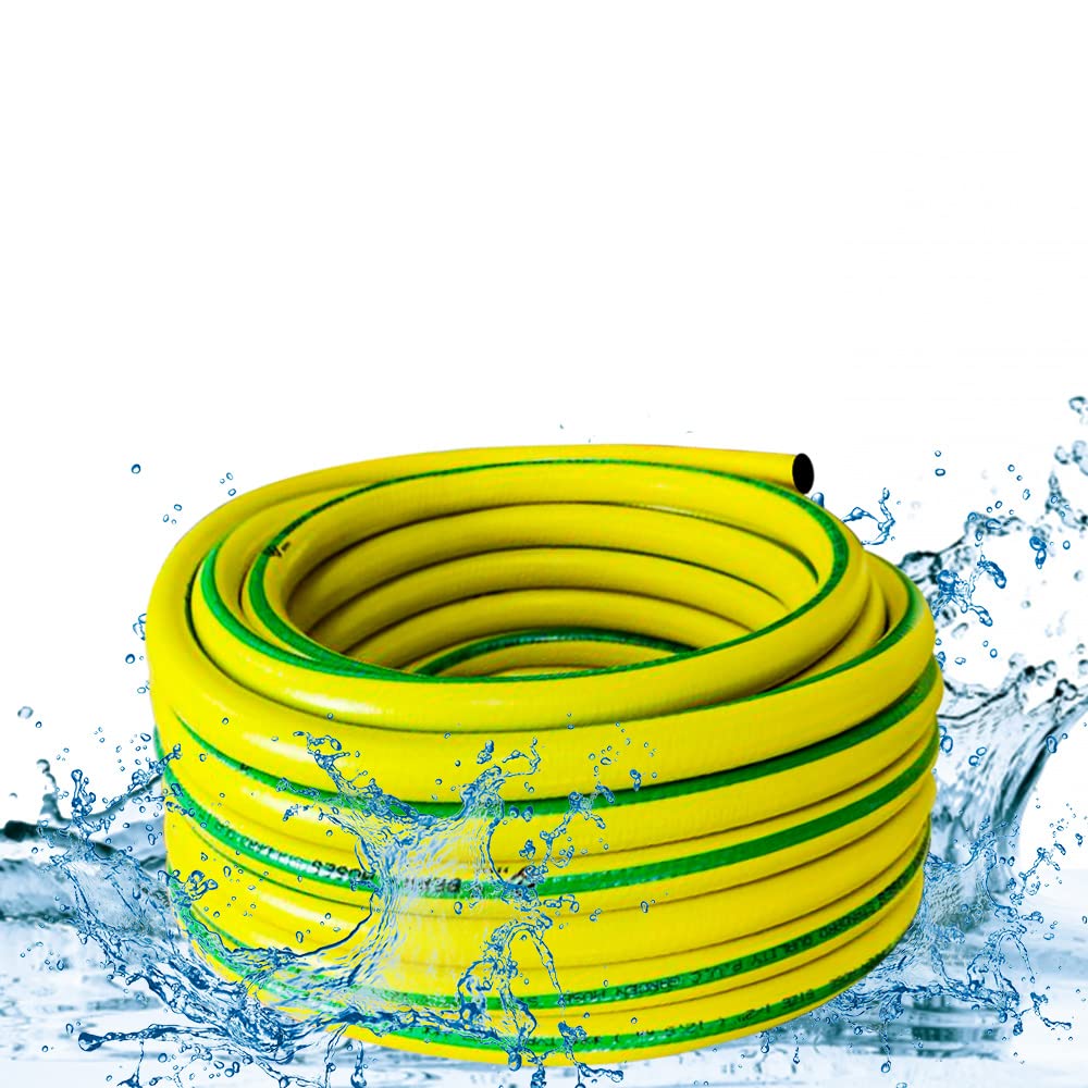 Berry 1/2 Inch 15 Meter Garden Hose Multipurpose Watering Hose | Kink Resistant Radial Braided Reinforced Hose for Water Delivery and Gardening - Yellow