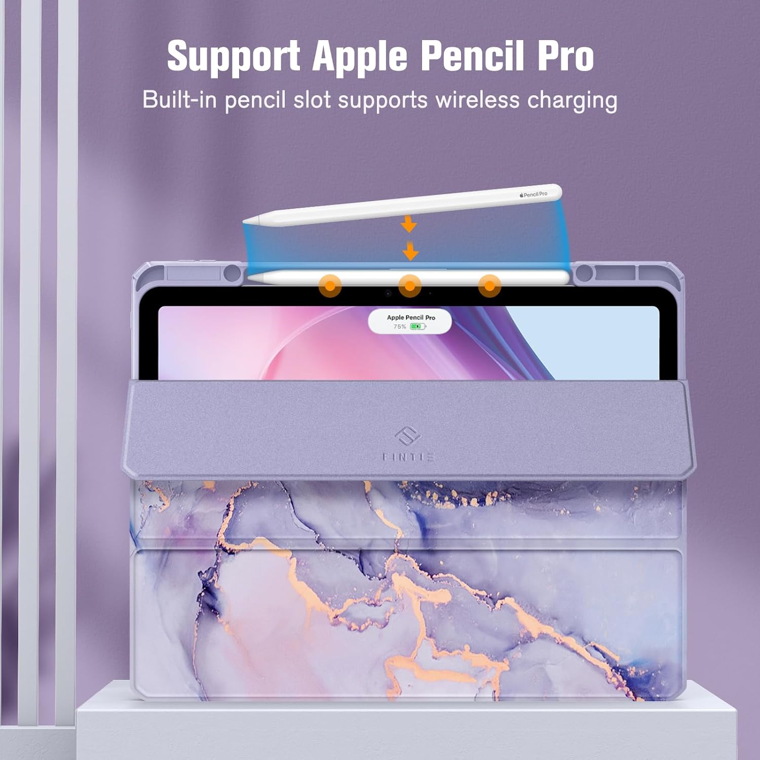 Fintie Bundle: Fintie Hybrid Slim Case for iPad Air 13-inch (M2) 2024, [Built-in Pencil Holder] Shockproof Cover Clear Transparent Back Shell + [2-Pack] Tempered Glass Screen Protector
