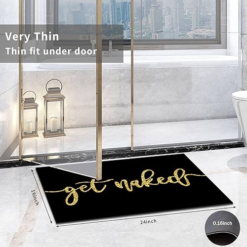 Miniatura 3 de Alfombra de baño negra de secado rápido, divertida alfombra de baño para debajo de la puerta, absorbente y antideslizante para bañera, ducha,