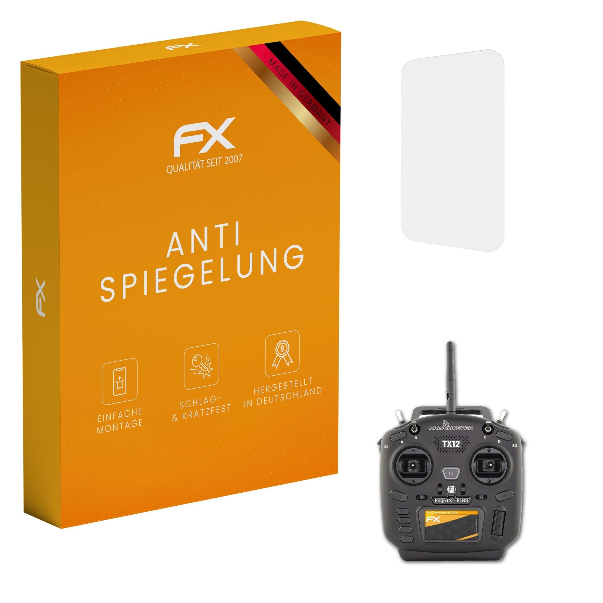 atFoliX Screen Protector compatible with Radiomaster TX12 Mark II Screen Protection Film, anti-reflective and shock-absorbing FX Protector Film (3X)