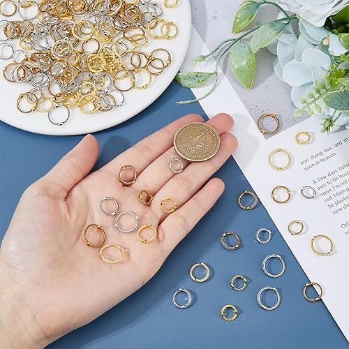 Miniatura 3 de SUPERFINDINGS 180 marcos redondos de cuentas de doble agujero de 9 estilos, marcos de cuentas circulares de aleación, 2 anillos de agujeros para
