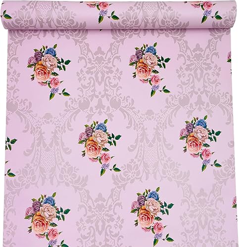 Miniatura 2 de Y - Revestimiento de estantes y cajones vintage con diseño floral, impermeable, para refrescar la pared, caja de almacenamiento de fotos, 17.7