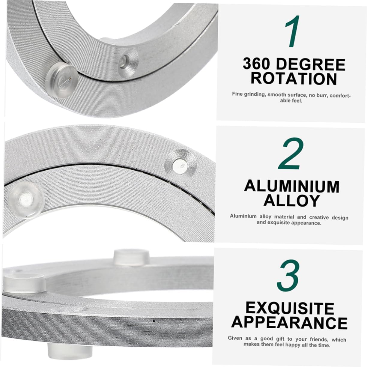 Heavy Duty Turntable Accessory Swivel Plate for Dining Tables Silent Rotation Home and Restaurant Turntable Base Made of Aluminium
