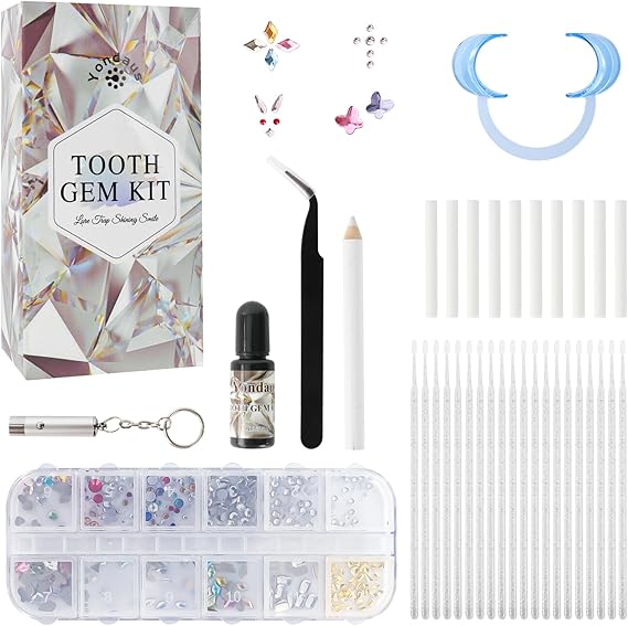 NPHFPSQA Tooth Gem Kit, DIY Crystals Jewelry Kit, 130PCS