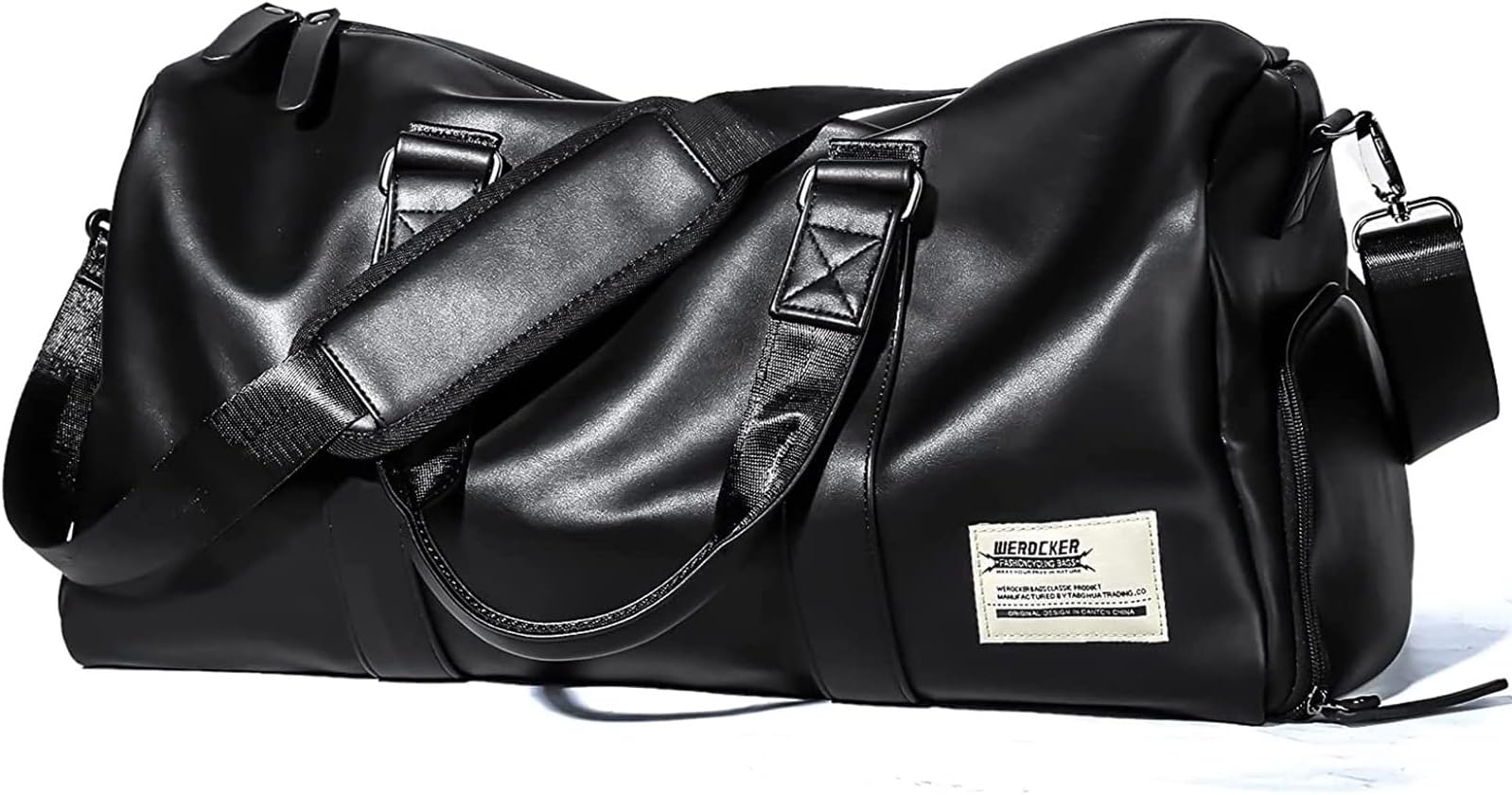 Gym Duffle Bag Waterproof Leather Large Sports Bags Travel Duffel Bags with Shoes Compartment Wet Bag Weekender Overnight Bag Men Women