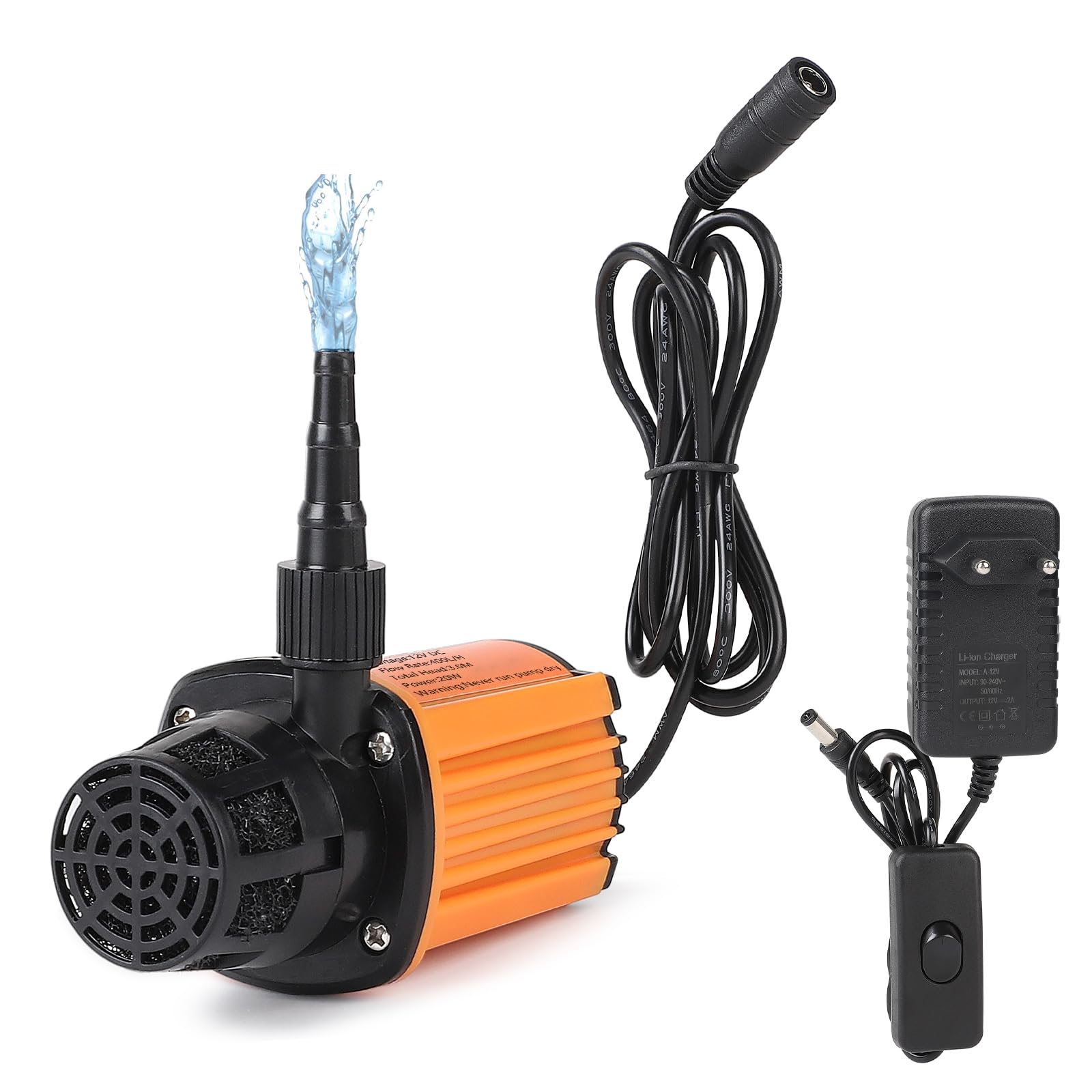 CPROSP Bomba de Agua para Sierras de Piedra 400L/H, 20W Bomba de Extracción, Altura De Elevación De 3.6M, Para Cortadoras Húmedas, Sierra Para Piedra, Mesa De Sierra, Acuarios
