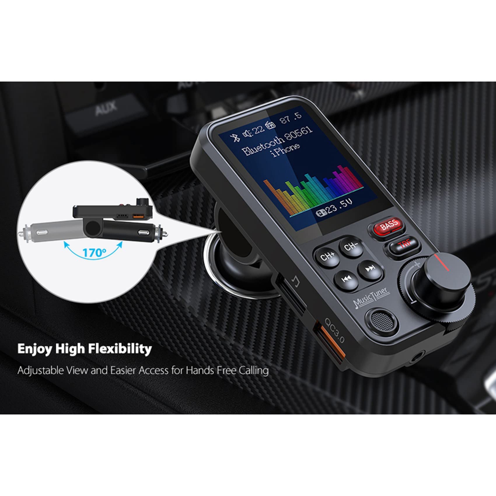 2X BT93 Voiture Lecteur Mp3 U Disque Musique Bluetooth 5.0 Transmetteur FM Réglage du Mode EQ USB Voiture Charge