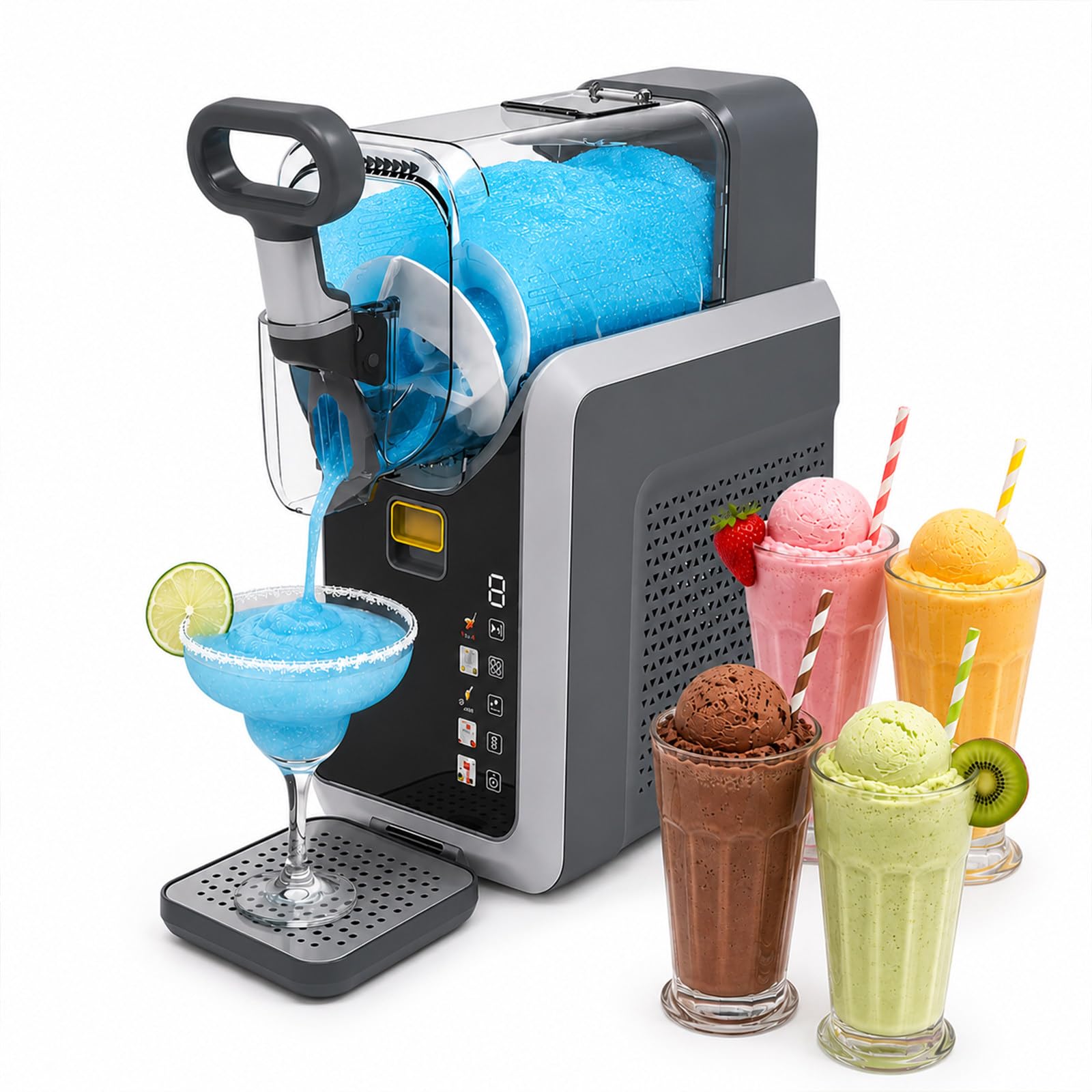 JIYINGHUI Soft Serve Ice Cream Slushie Machine, 2.2L / 74oz Slushy Machine for Home, with 5 Pre-Set Modes, No Ice Needed, Quiet, Auto-Clean, LED Display,for Margarita, Milkshake, Frappés 220v50HZ