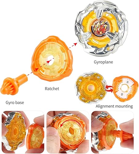 Miniatura 2 de Battling Top Burst Gyro Toy Set de regalo para niños a partir de 6 años, juguete de combate, juego de batalla, 3 tapas giratorias con lanzador y