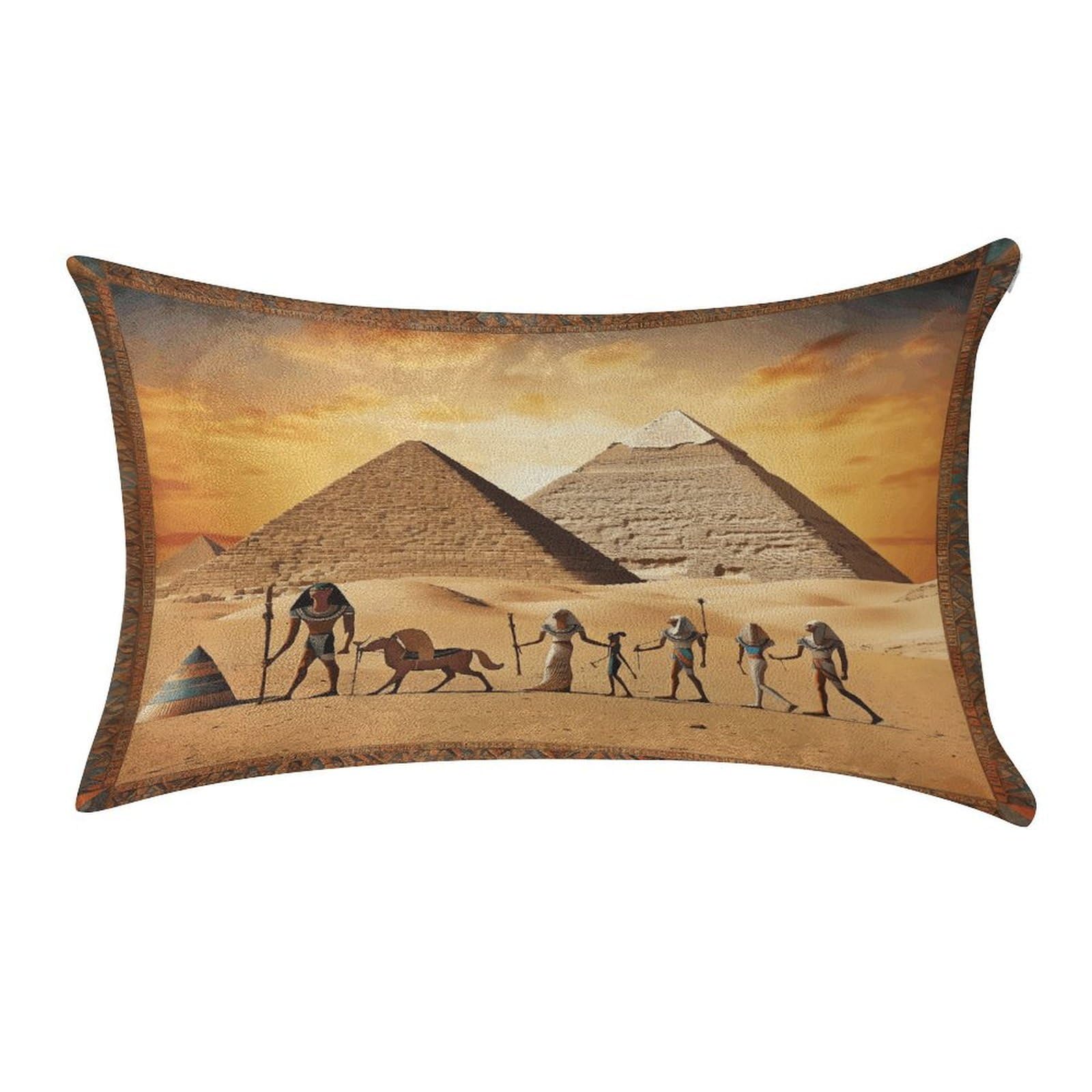 VstaDank Ancient Egypt Throw Pillow Cover 12"×20" Ultra Soft Pillowcase Cozy Lumbar Pillow Shell Gold Velvet Exquisite Decorative Cushion Sham Protector for Couch Sofa Bedroom