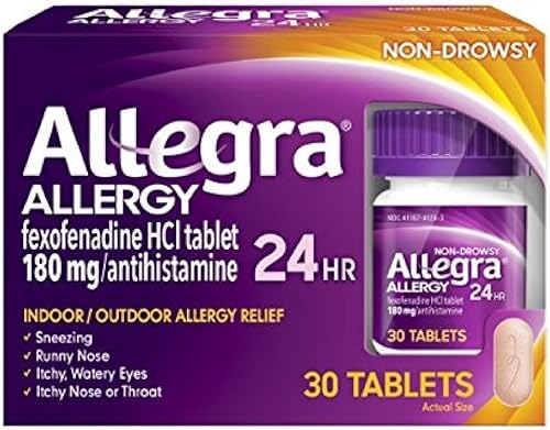 Allegra Tabletas para alergias de 24 horas, 30 comprimidos (paquete de 2)