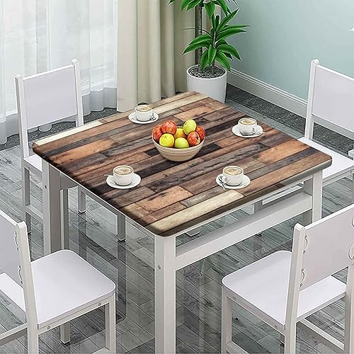 Miniatura 2 de SCGOLD Mantel cuadrado de poliéster con textura de grano de madera, lavable a prueba de derrames, para decoración de mesa de cocina, comedor, apto