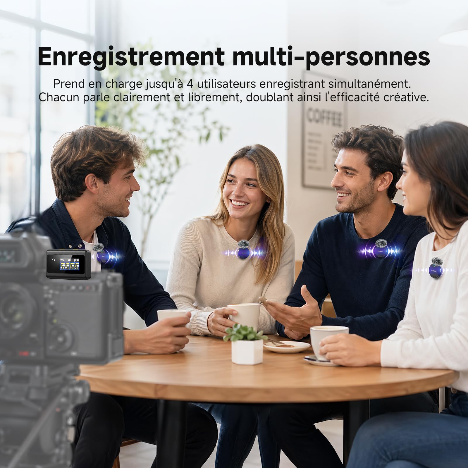SVBONY SVMic 5 Microcravate sans Fil(4TX+1RX+Étui de Charge) pour Vidéo