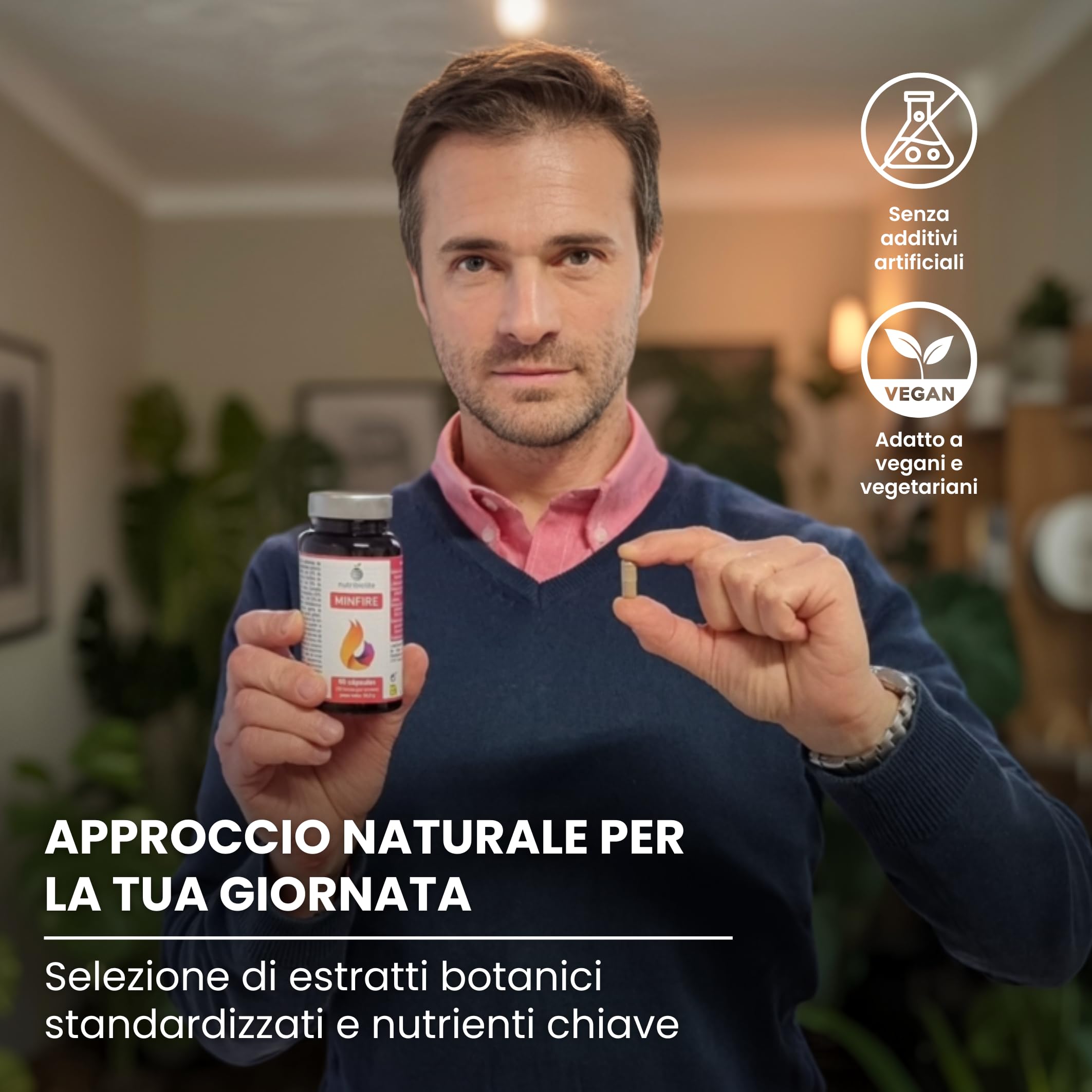 Nootropico naturale senza caffeina - Bacopa, Criniera di Leone, Colina, Ginkgo, Tè verde, Fosfatidilserina – Memoria, Concentrazione e Affaticamento Mentale - Senza additivi - Minfire Nutribiolite