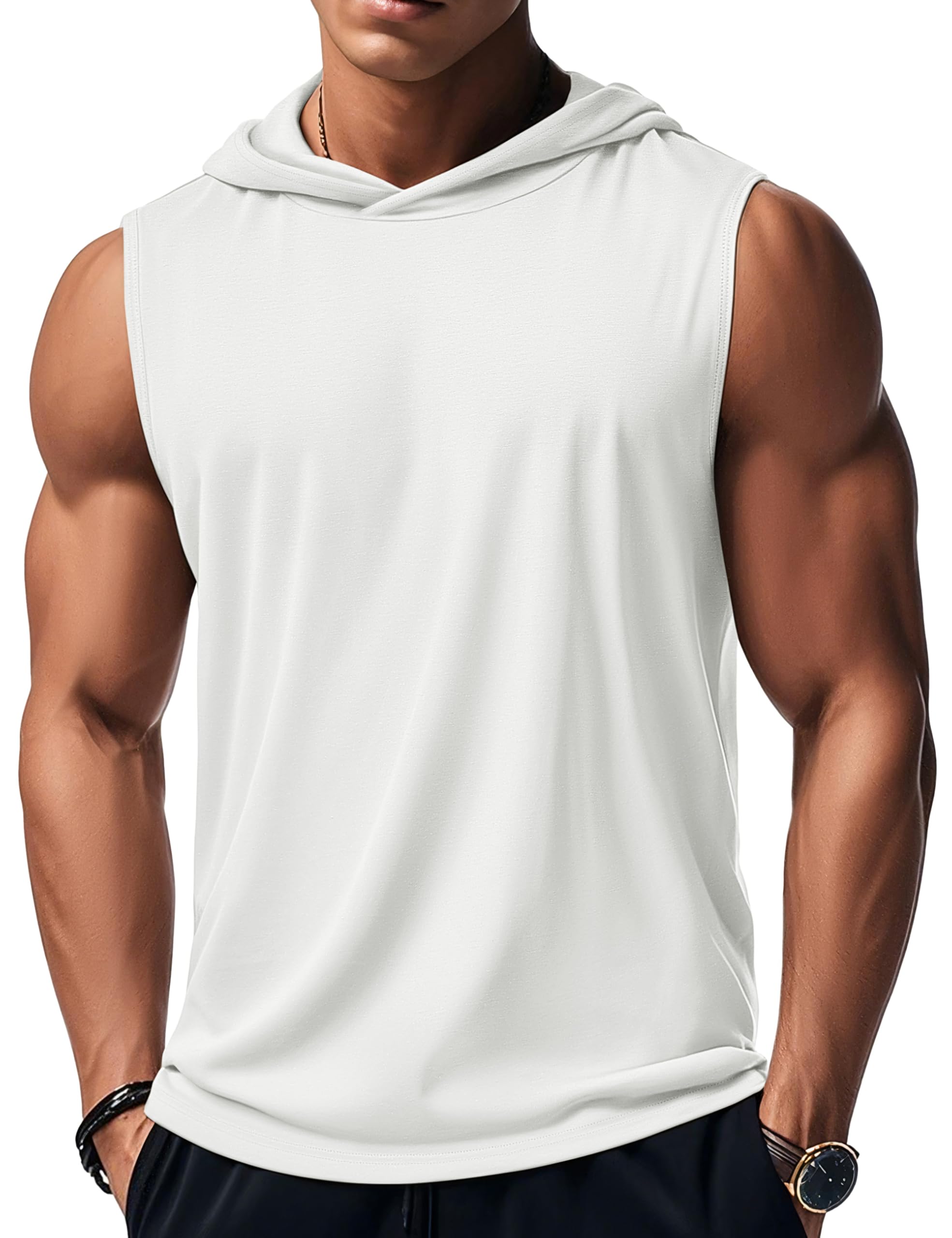 MAGCOMSEN Mens Tank Top Sleeveless Hoodie Cotton T-Shirt Summer Casual Shirt Muscle Tee
