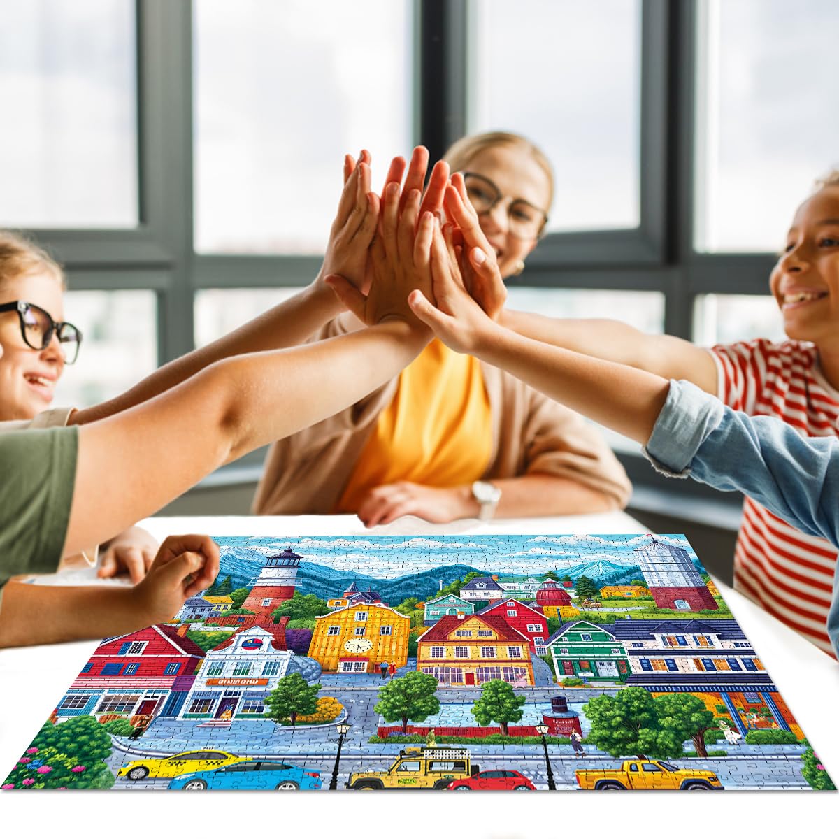 Puzzles 1000 Pieces for Adults jigsaw puzzles for adults-Colorful Houses & Town Charm-1000 Piece Puzzle Classic Educational Games Beautiful Decoration Puzzle - Image 4