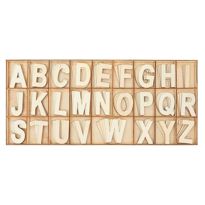 78Piece Set Wooden Letters Wooden Craft Letters with Storage Tray