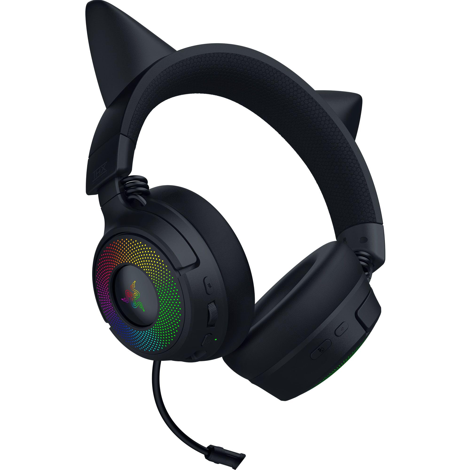 Razer Kraken Kitty V3 Pro – bezprzewodowy zestaw słuchawkowy RGB Kitty do gier – reaktywne uszy kota do streamowania – Triforce 40 mm Przetwornik – Hyperspeed Wireless i Bluetooth | Czarny