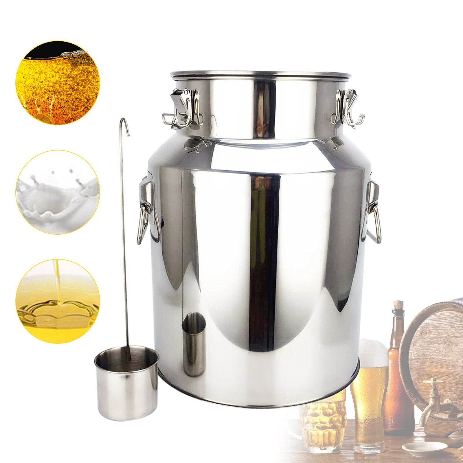 Fermenteur en acier inoxydable - 18 l - Portable - Pour le stockage du lait, de l'eau, du riz.