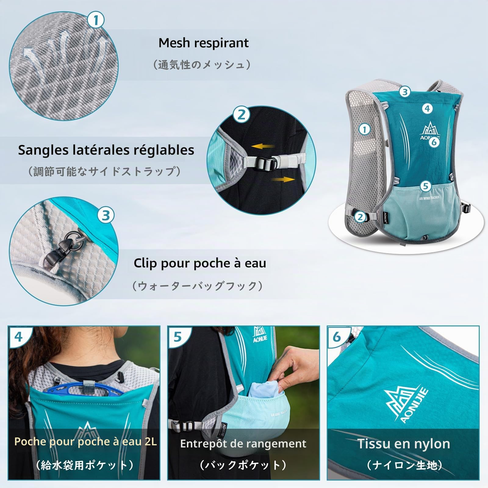 TRIWONDER Gilet Trail 5L Sac à Dos Hydratation Running pour Homme Femme Course à Pied Marathon Randonnée Cyclisme