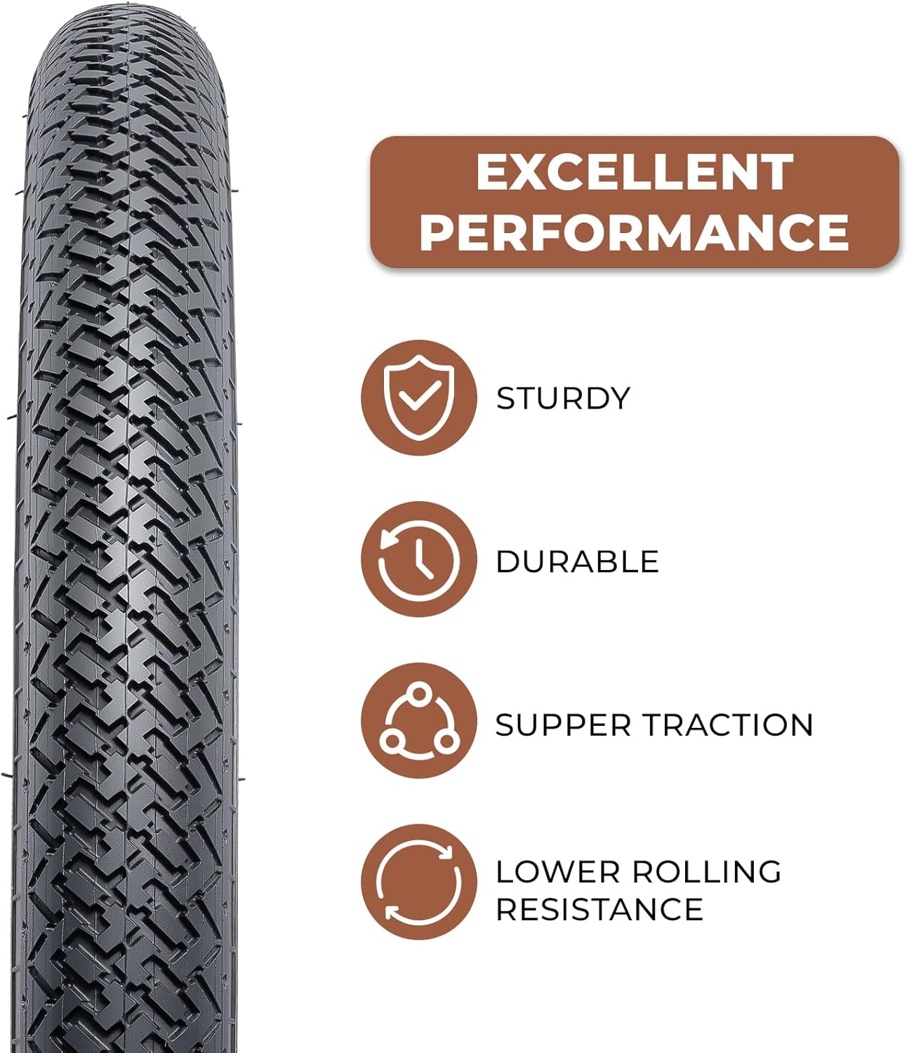 2 Pcs, 24x1.75 Bike Tires, Durable Folding 24 Inch 47-507 24x1.75 Road Bicycle Tires, Replacement Bike Tires for Road Cruiser Bicycle, Clincher
