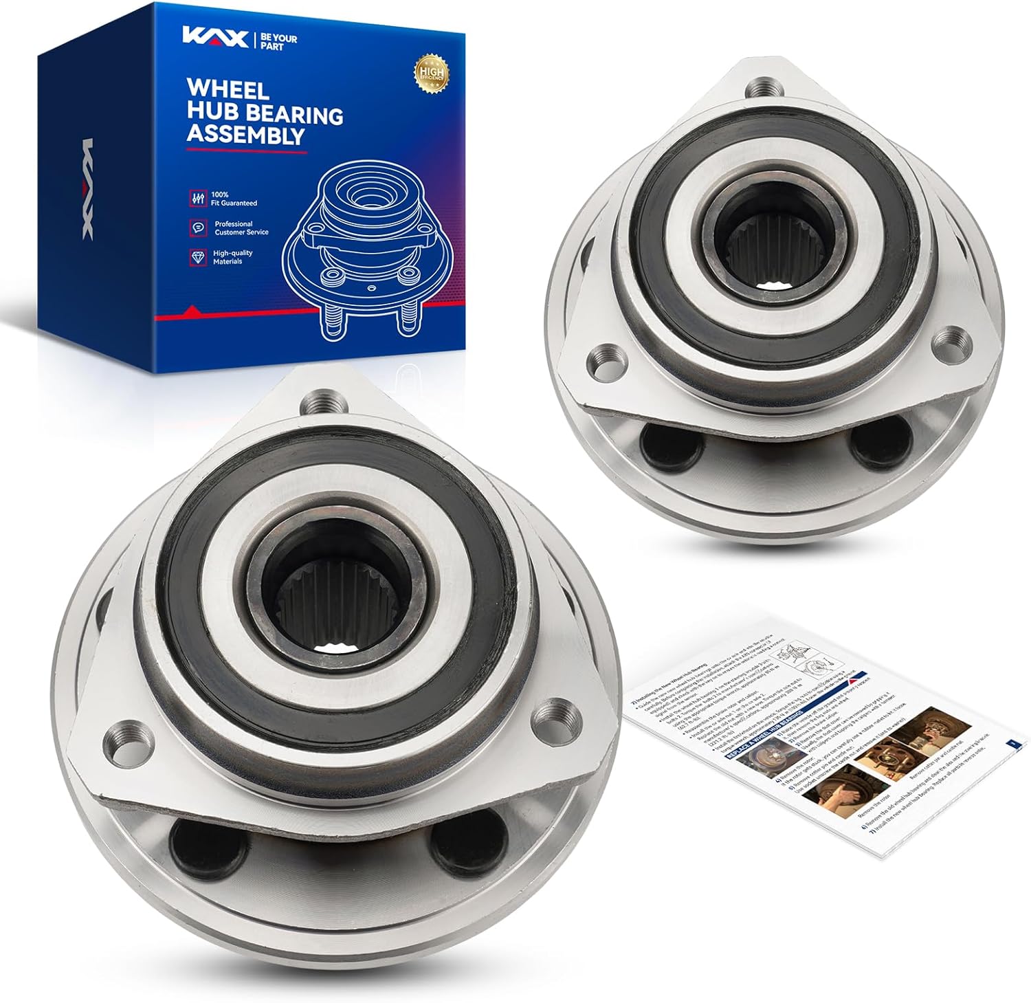 KAX 513158 2PCS Front Wheel Hub Bearing Compatible with Jeep Cherokee 1999-2001,5 Lugs Wheel Bearing and Hub Assembly